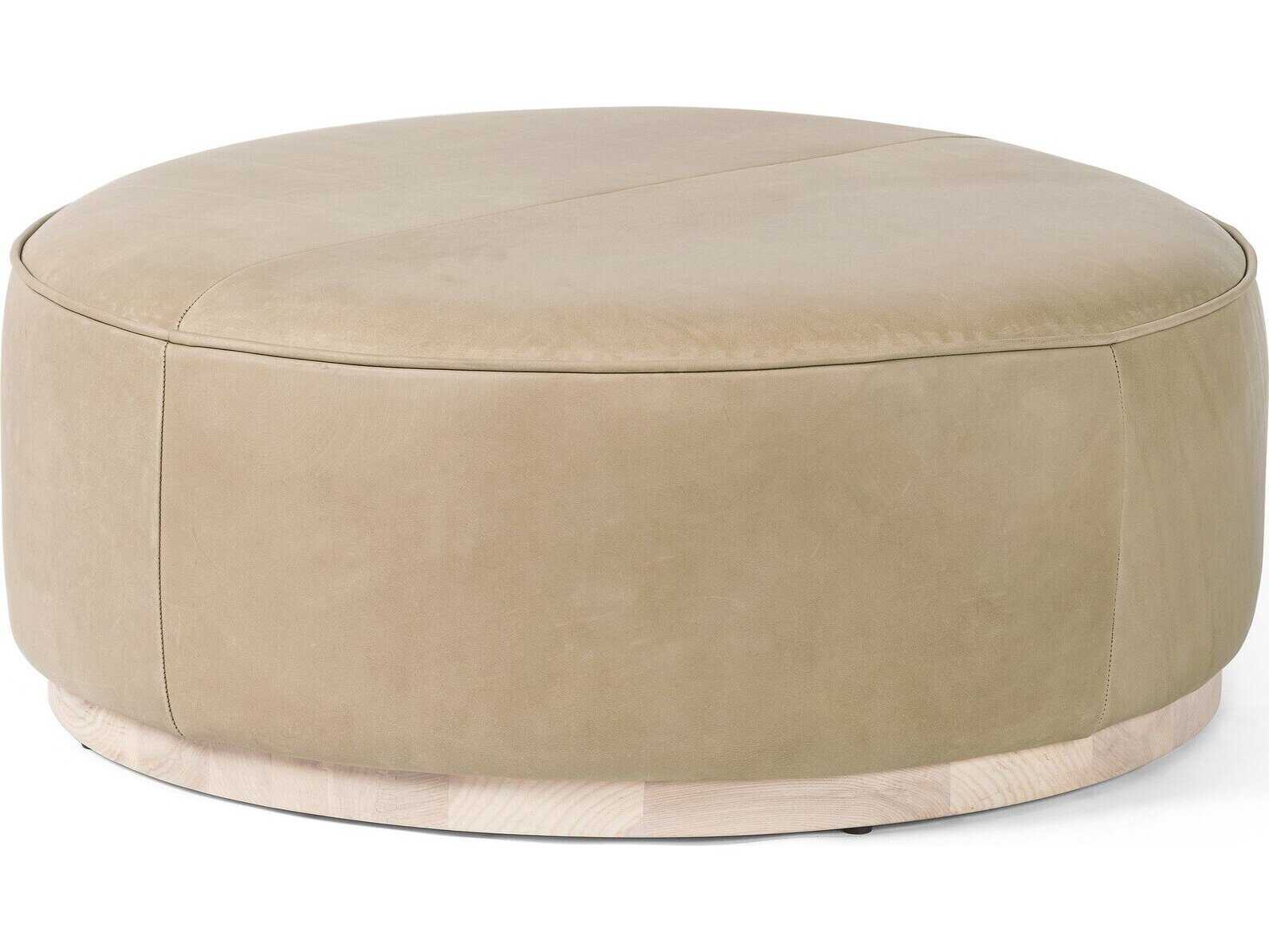 Four Hands Westgate Sinclair Distressed Natural Palermo Butterscotch Brown Leather Ottoman