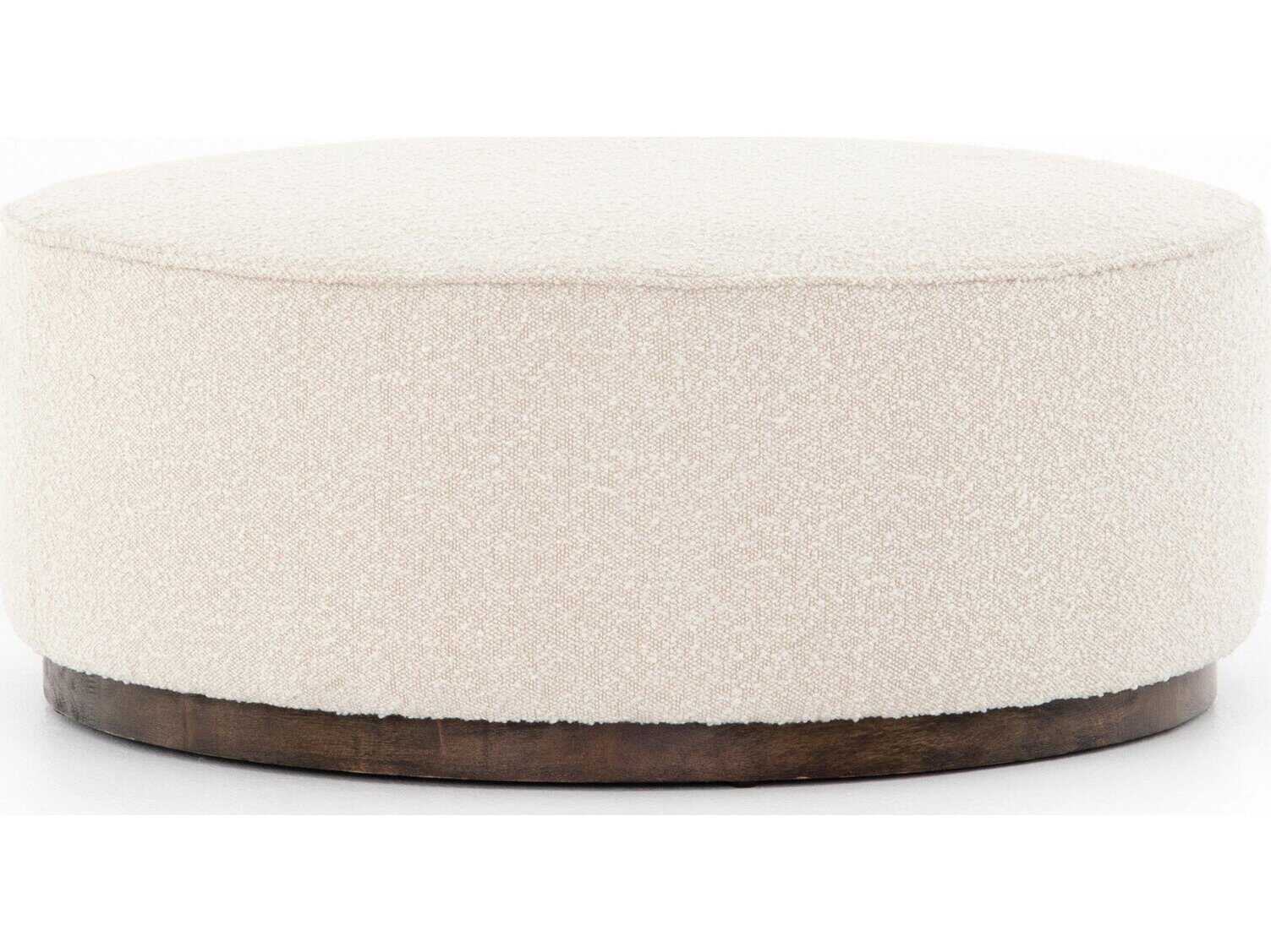 Four Hands Westgate Sinclair Distressed Natural Knoll Cream Upholstered Ottoman