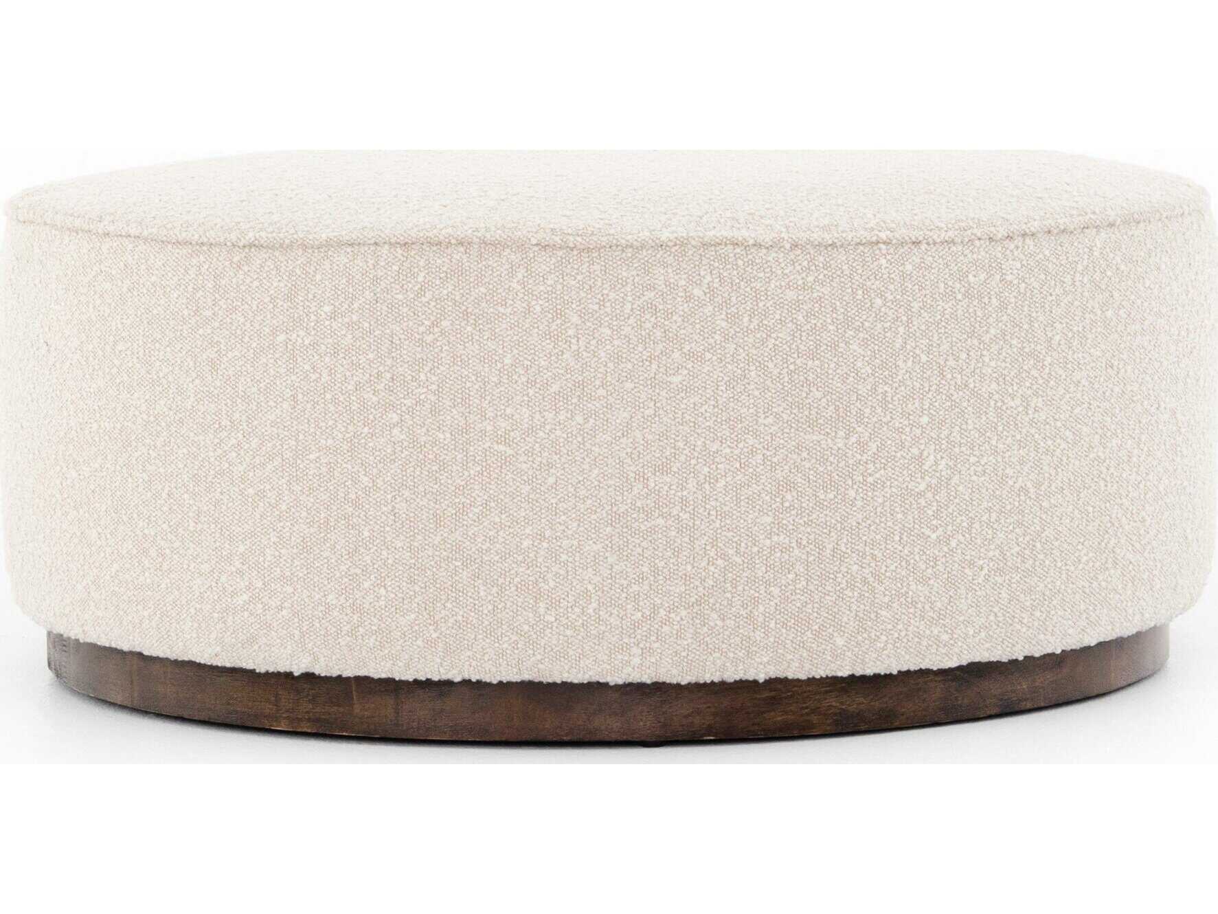 Four Hands Westgate Sinclair Distressed Natural Knoll Cream Upholstered Ottoman