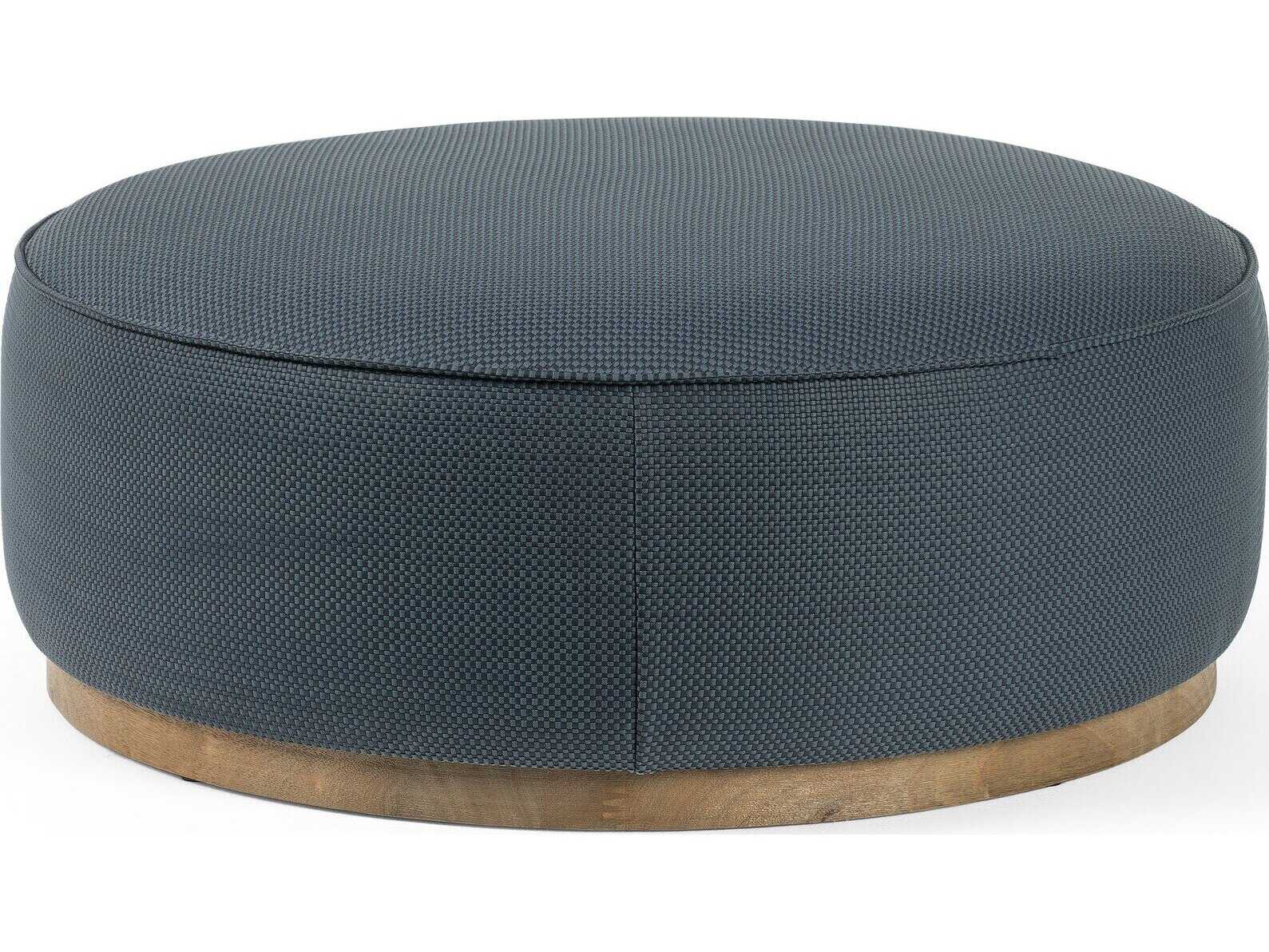 Four Hands Westgate Sinclair Fresno Cobalt Upholstered Large Round Ottoman