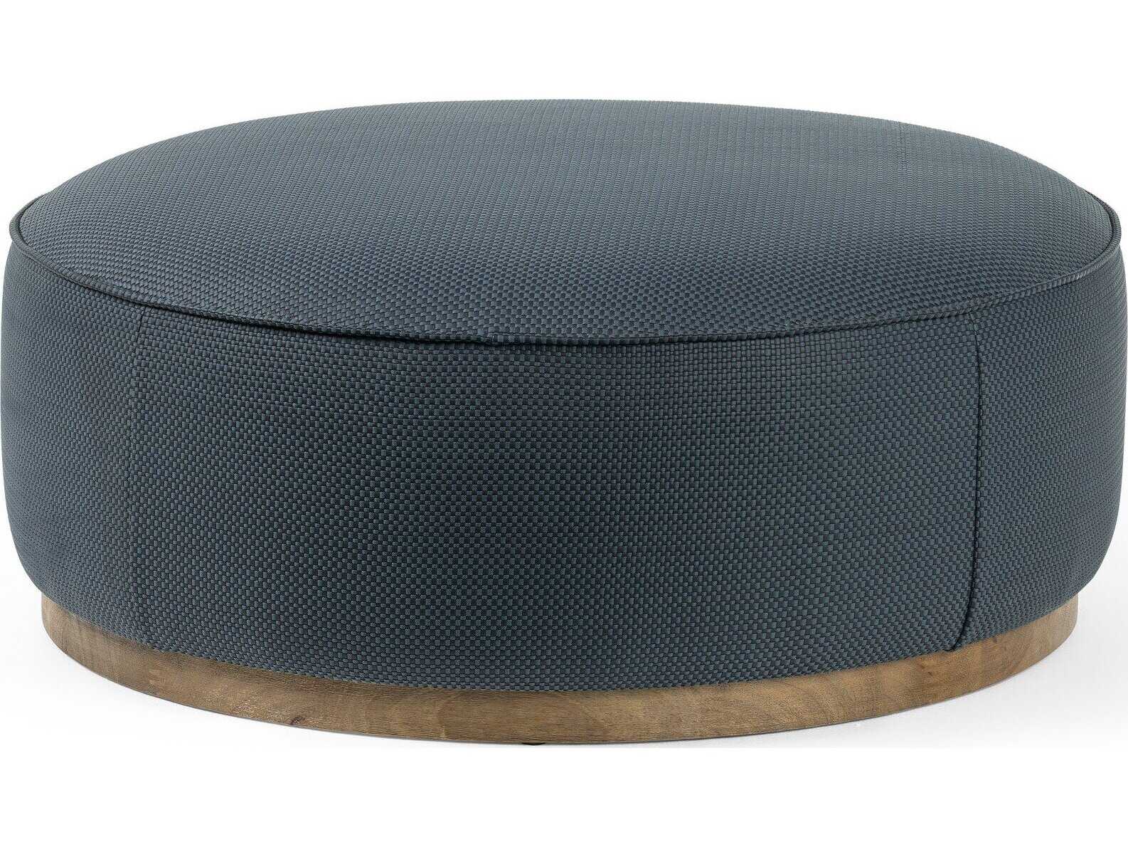 Four Hands Westgate Sinclair Fresno Cobalt Upholstered Large Round Ottoman