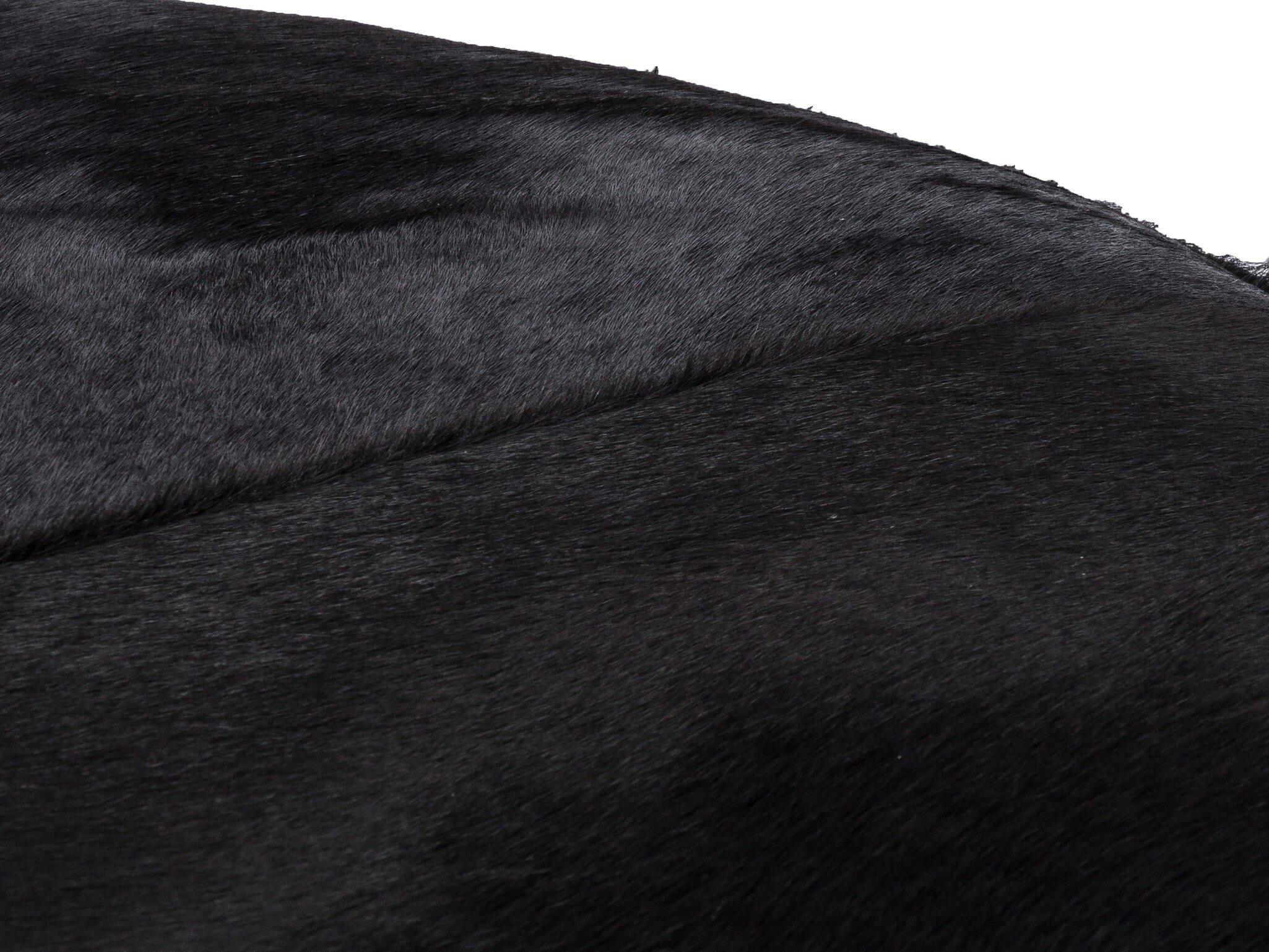 Four Hands Westgate Sinclair Dark Hair on Hide Leather Large Round Ottoman