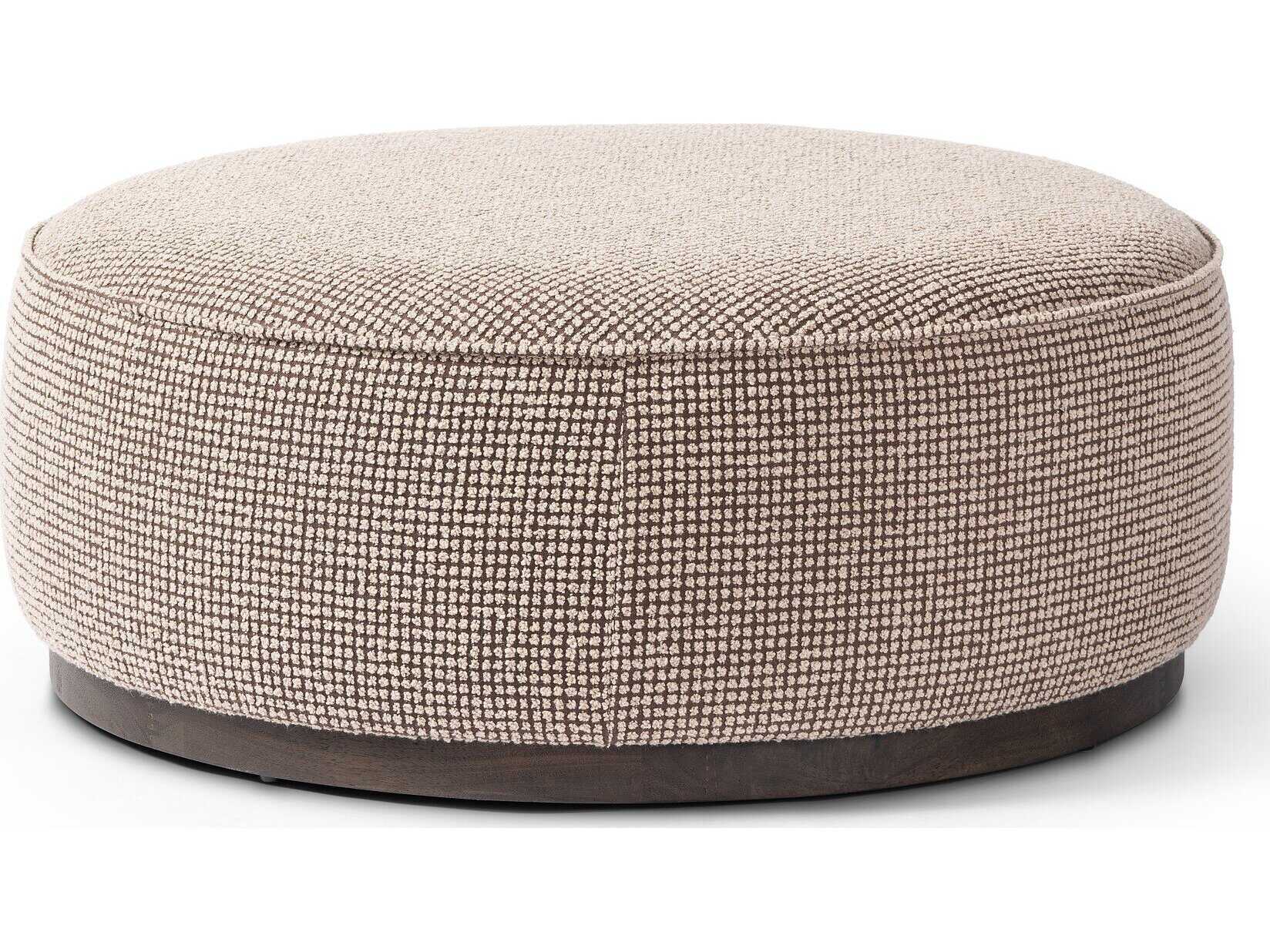 Four Hands Westgate Sinclair Barrow Taupe Upholstered Large Round Ottoman