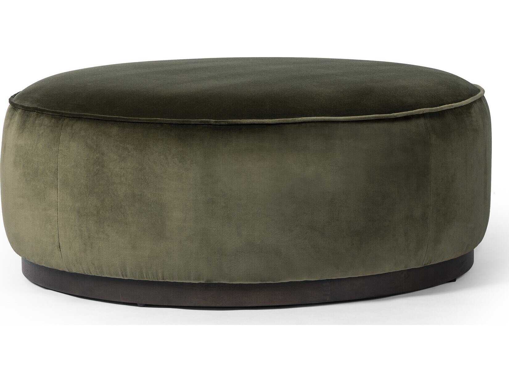 Four Hands Westgate Sinclair Surrey Olive Upholstered Large Round Ottoman