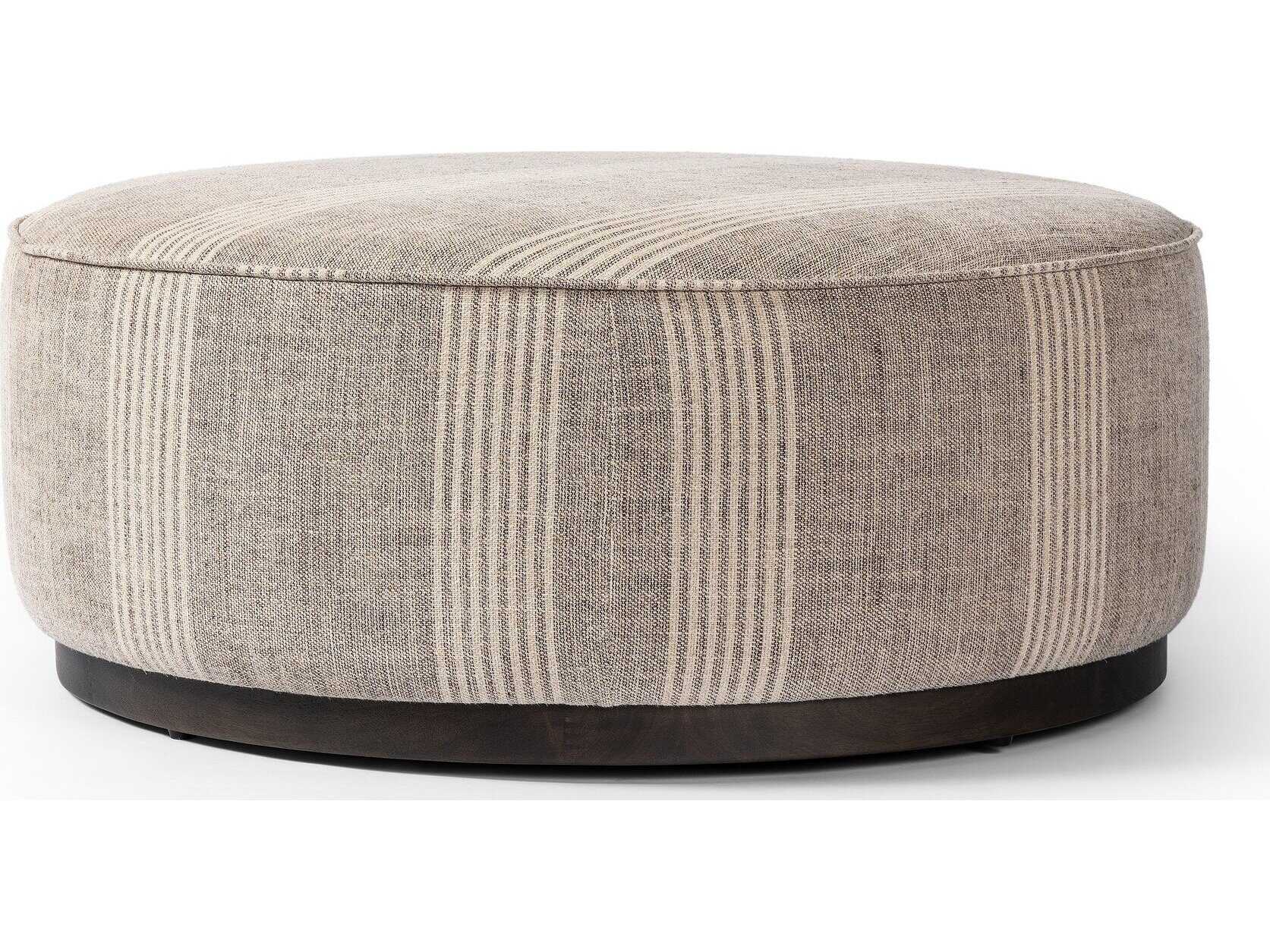 Four Hands Westgate Sinclair Manchester Flint Upholstered Large Round Ottoman