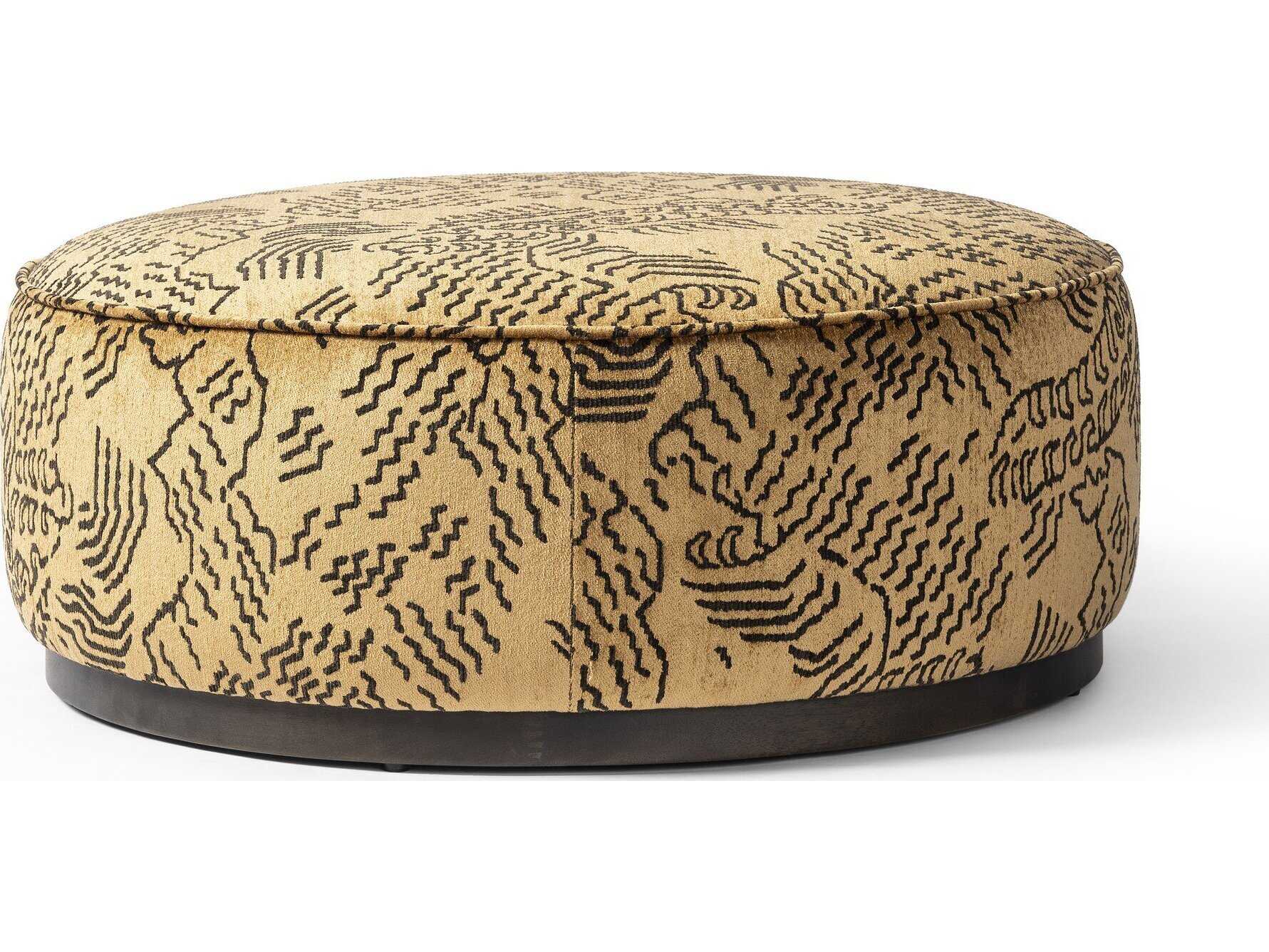 Four Hands Westgate Sinclair Balkan Ochre Upholstered Large Round Ottoman