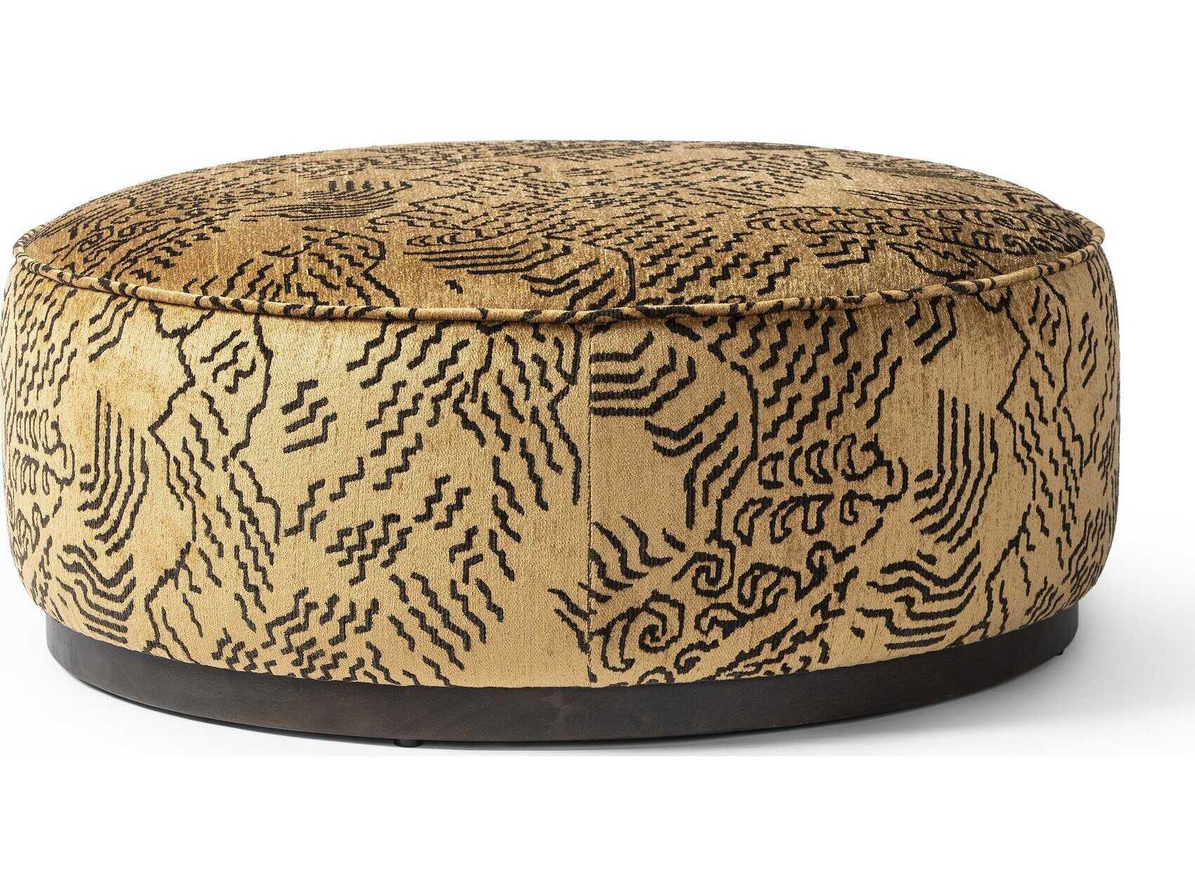 Four Hands Westgate Sinclair Balkan Ochre Upholstered Large Round Ottoman