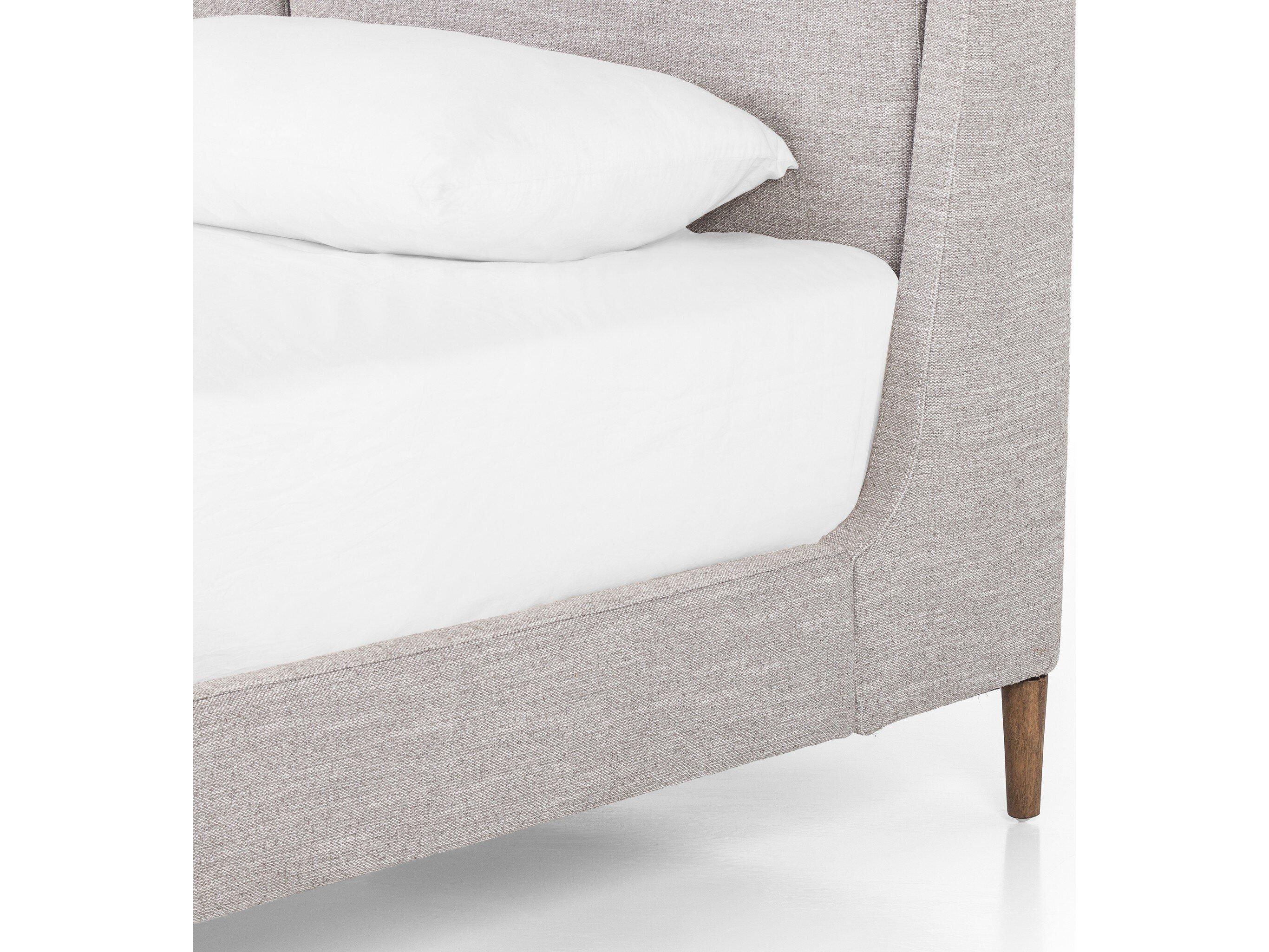 Four Hands Kensington Potter Manor Grey Distressed Natural Parrawood Upholstered King Platform Bed