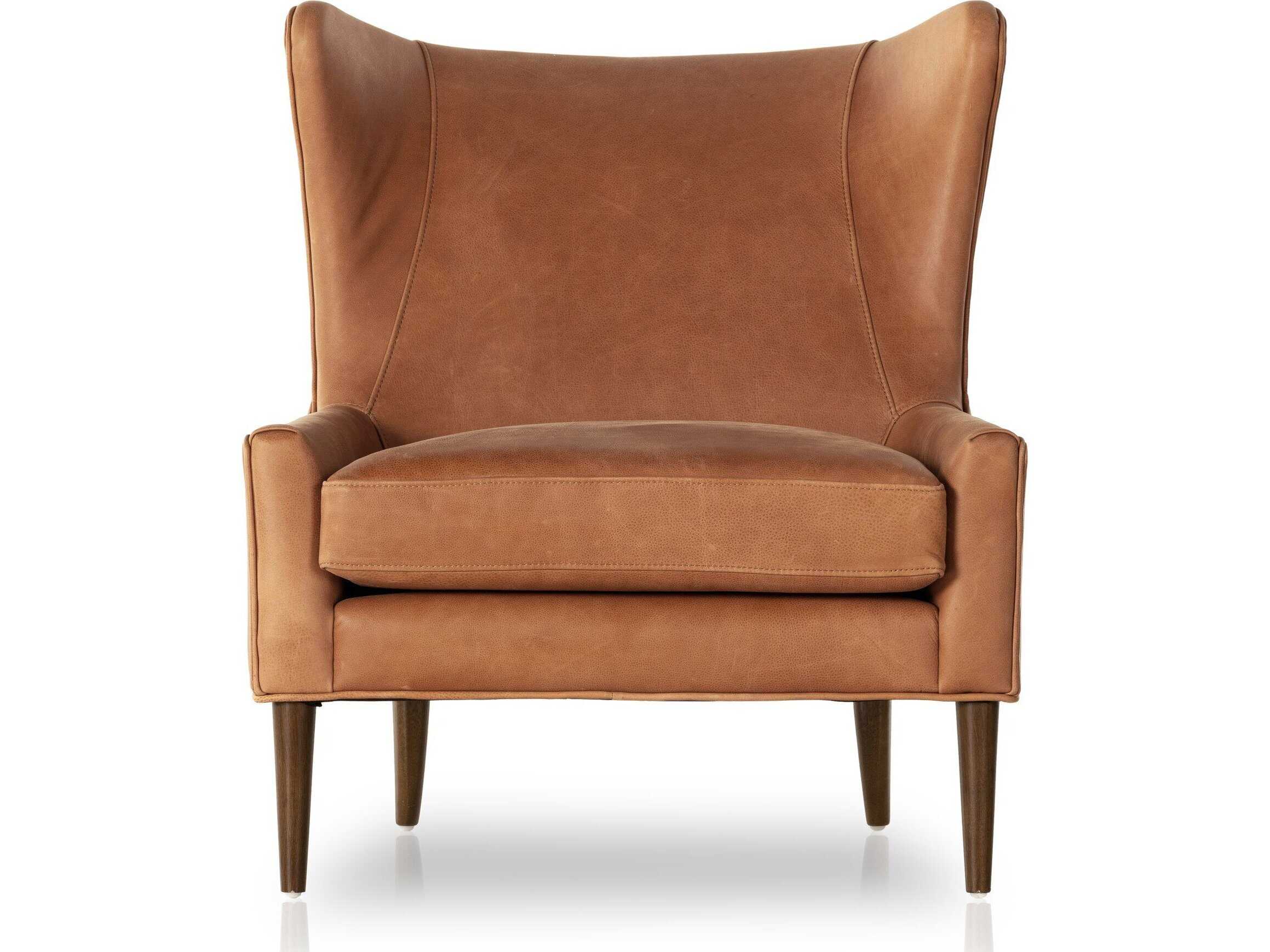 Four Hands Kensington Marlow Swivel Brown Leather Accent Chair