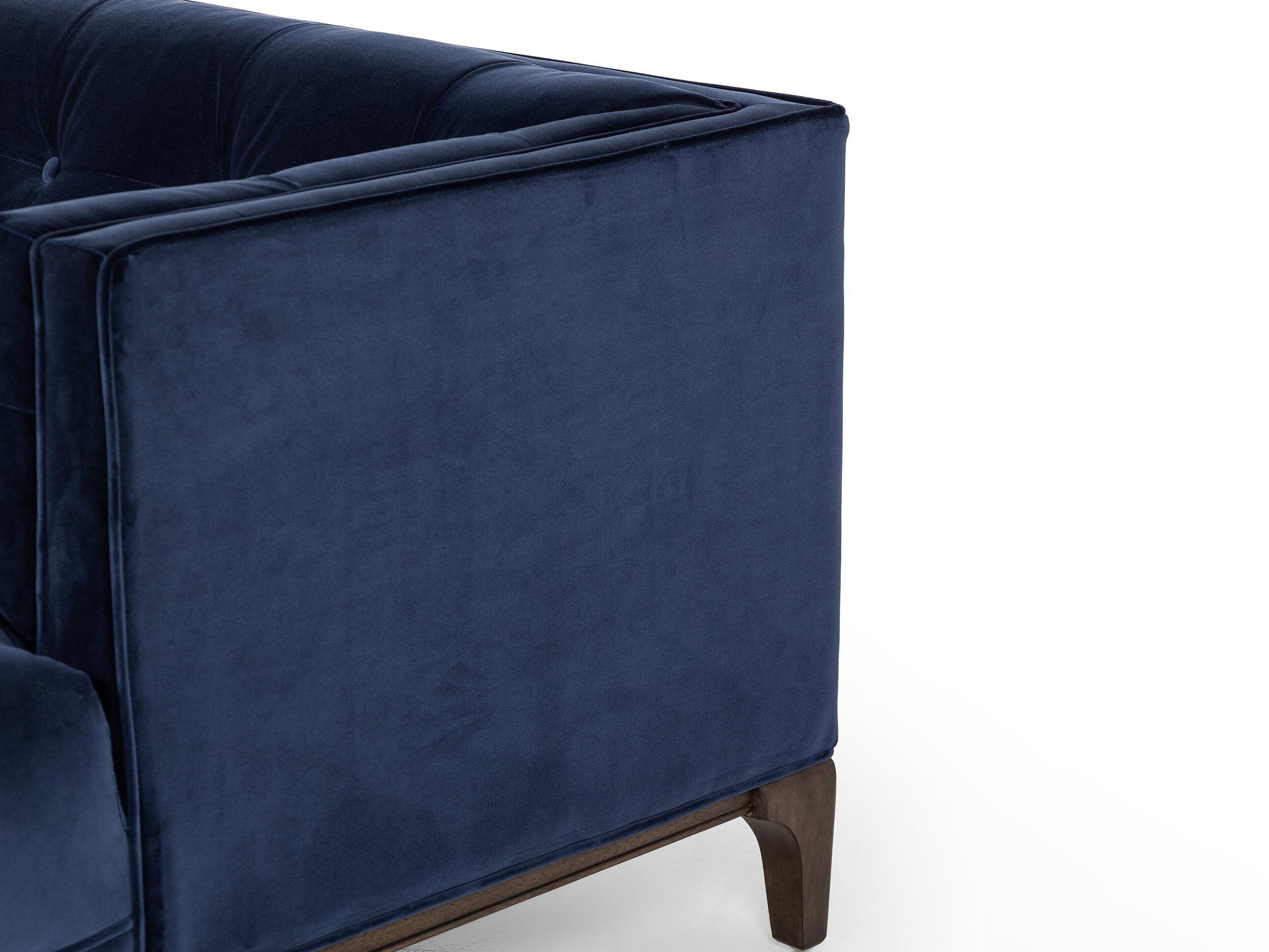 Four Hands Kensington Dylan Sapphire Navy Sienna Brown Blue Upholstered Sofa