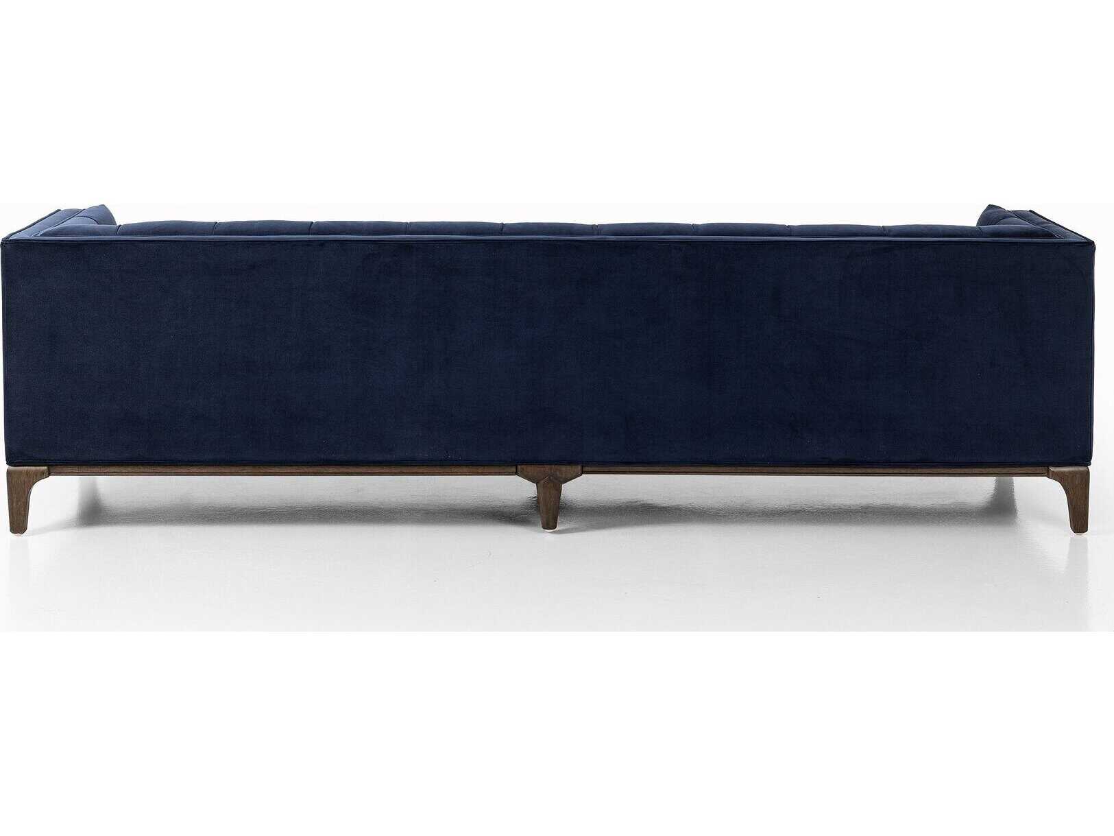 Four Hands Kensington Dylan Sapphire Navy Sienna Brown Blue Upholstered Sofa