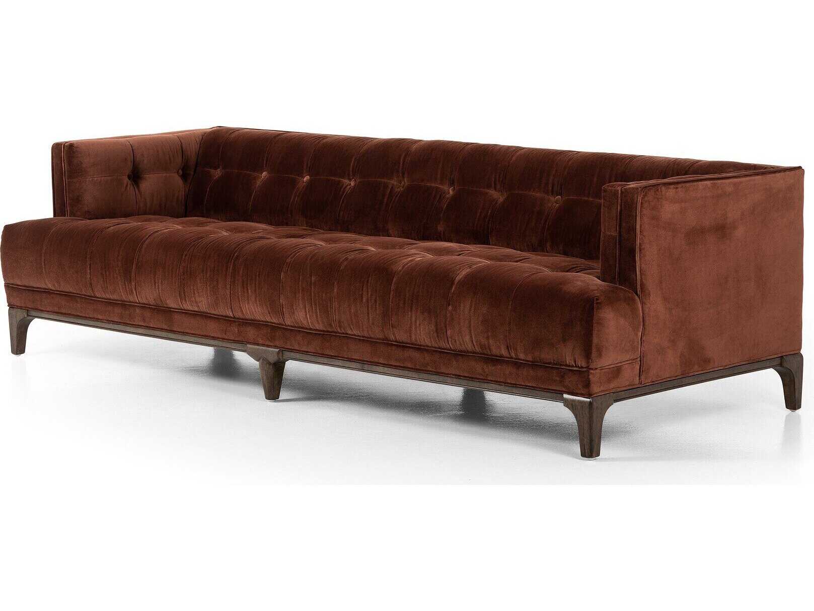 Four Hands Kensington Dylan Surrey Auburn Sienna Brown Orange Upholstered Sofa