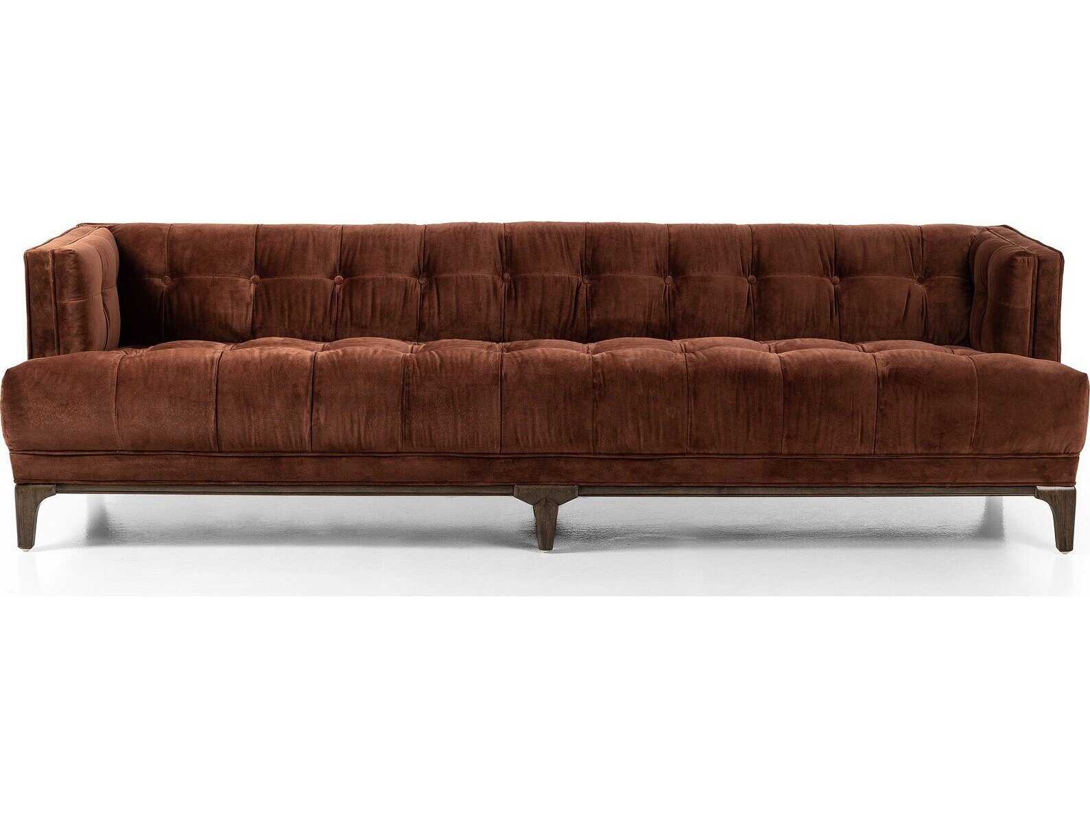 Four Hands Kensington Dylan Surrey Auburn Sienna Brown Orange Upholstered Sofa