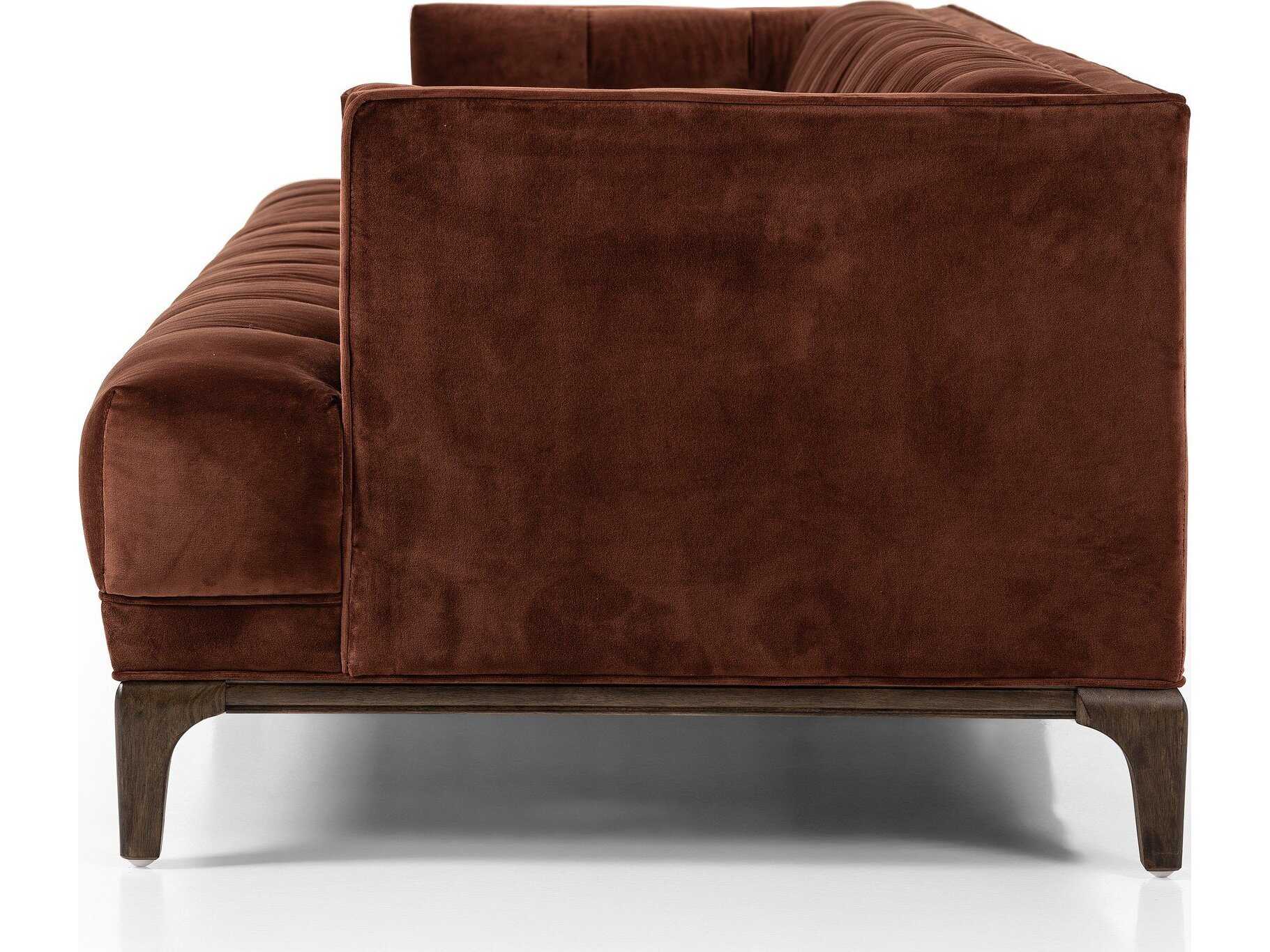 Four Hands Kensington Dylan Surrey Auburn Sienna Brown Orange Upholstered Sofa
