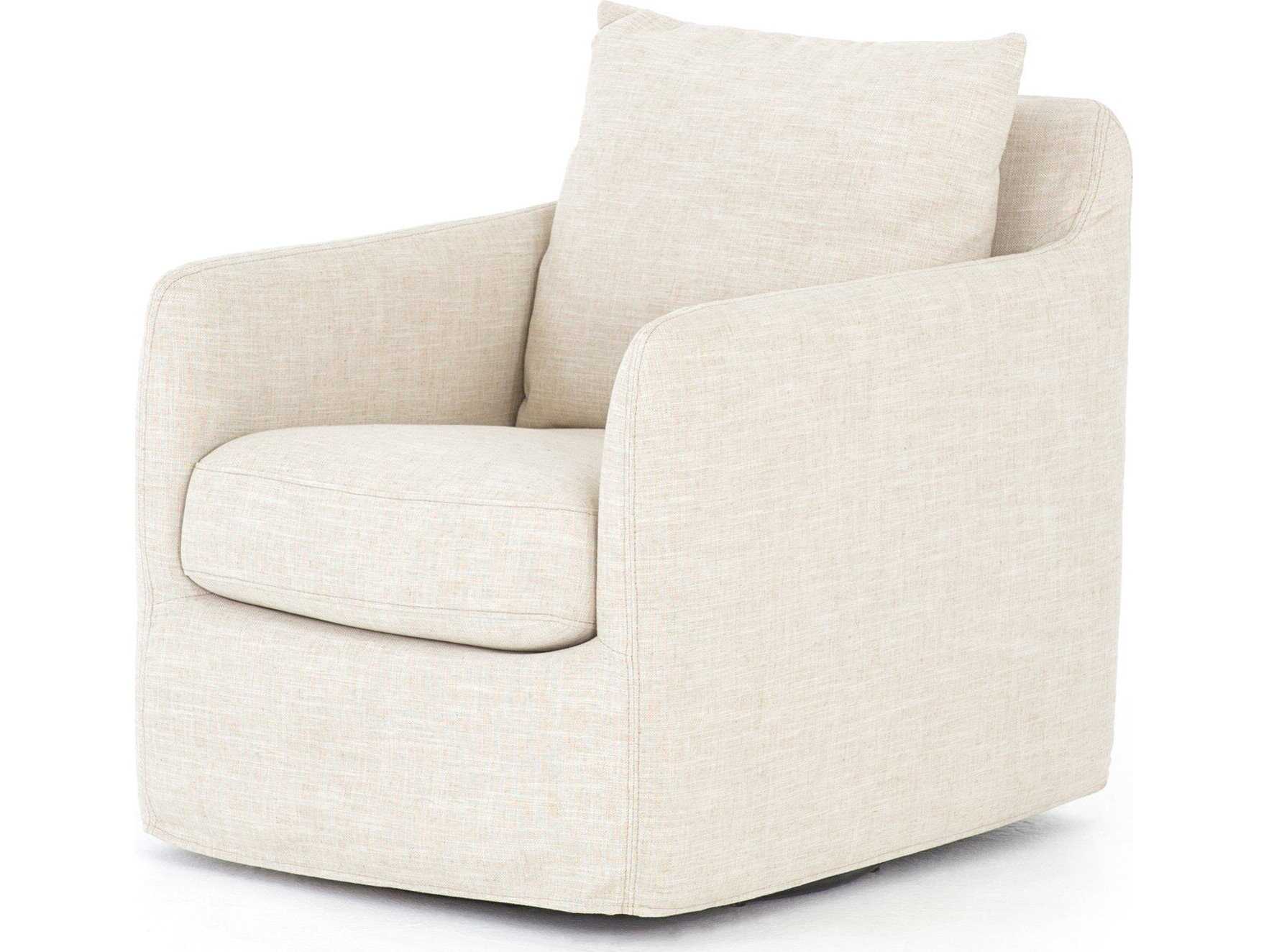 Four Hands Easton Banks Swivel Cream Fabric Accent Chair