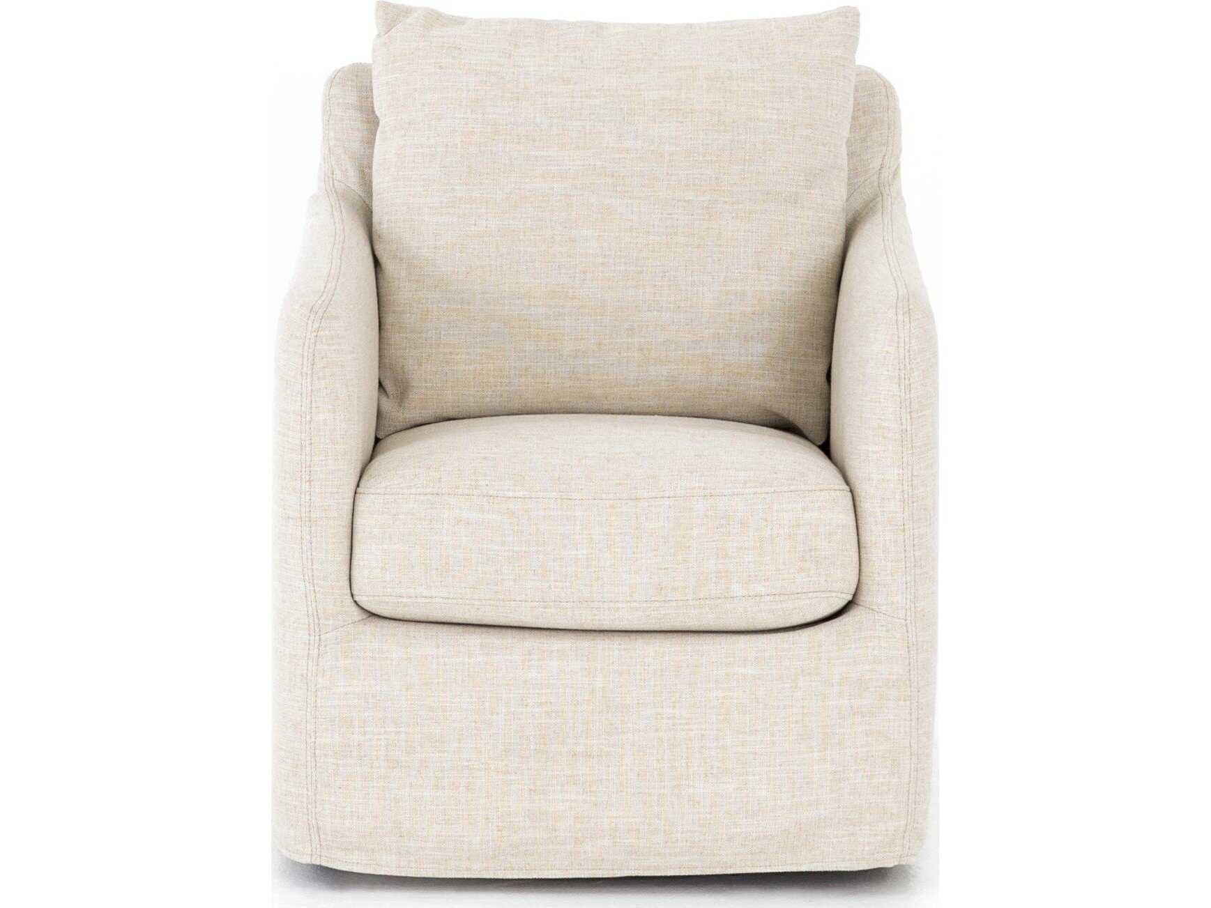 Four Hands Easton Banks Swivel Cream Fabric Accent Chair