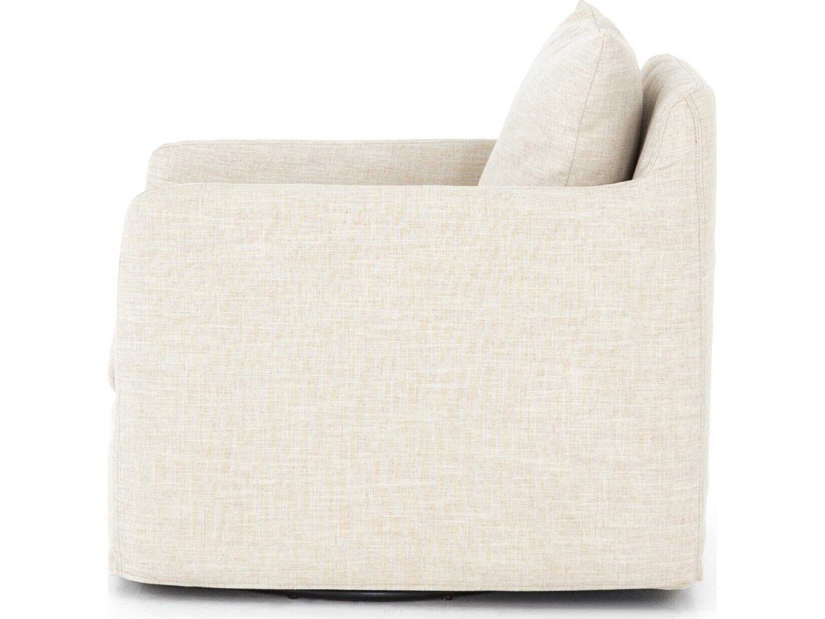 Four Hands Easton Banks Swivel Cream Fabric Accent Chair