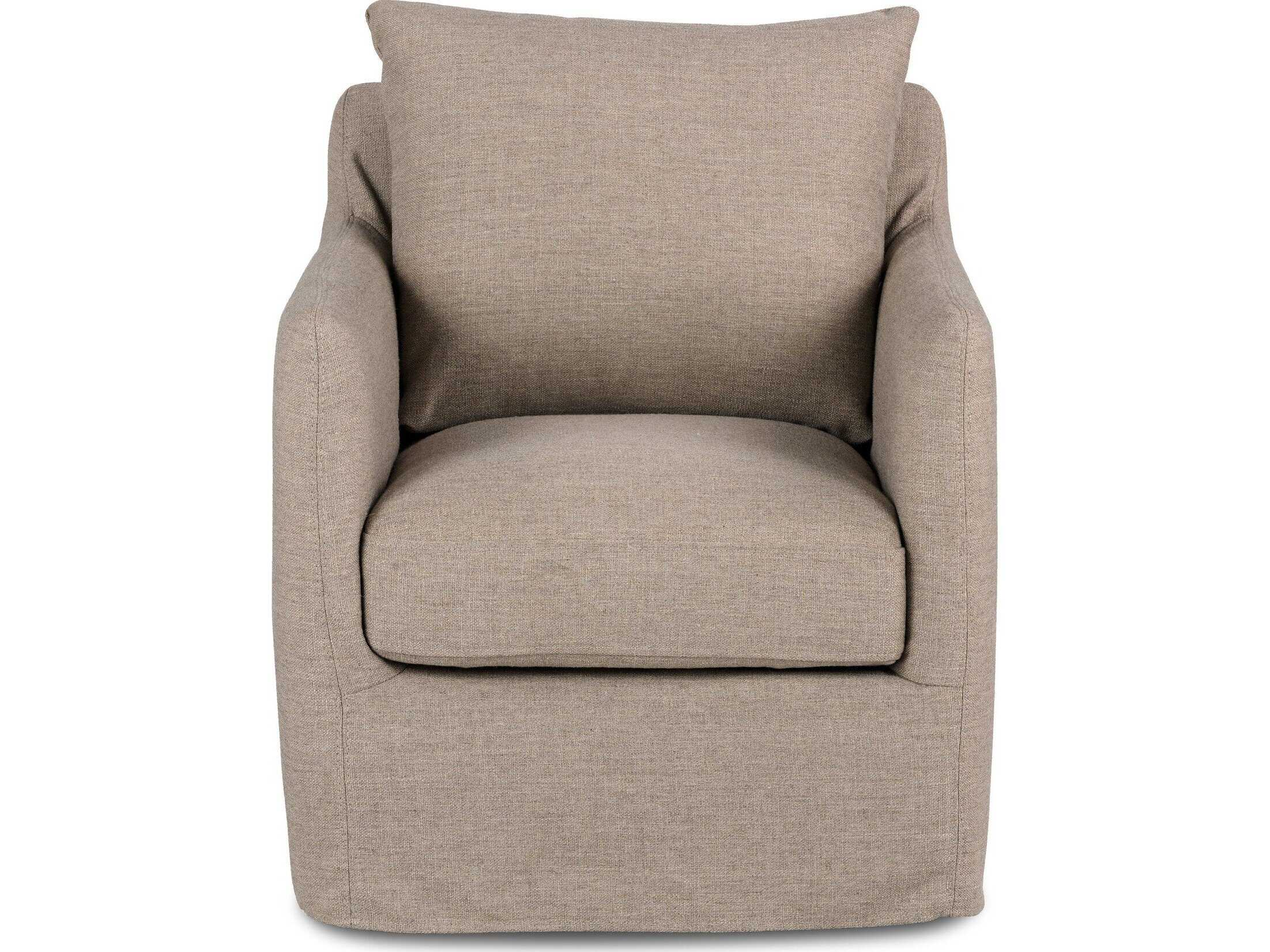 Four Hands Easton Banks Slipcover Alcala Taupe  Slipcover Swivel Chair
