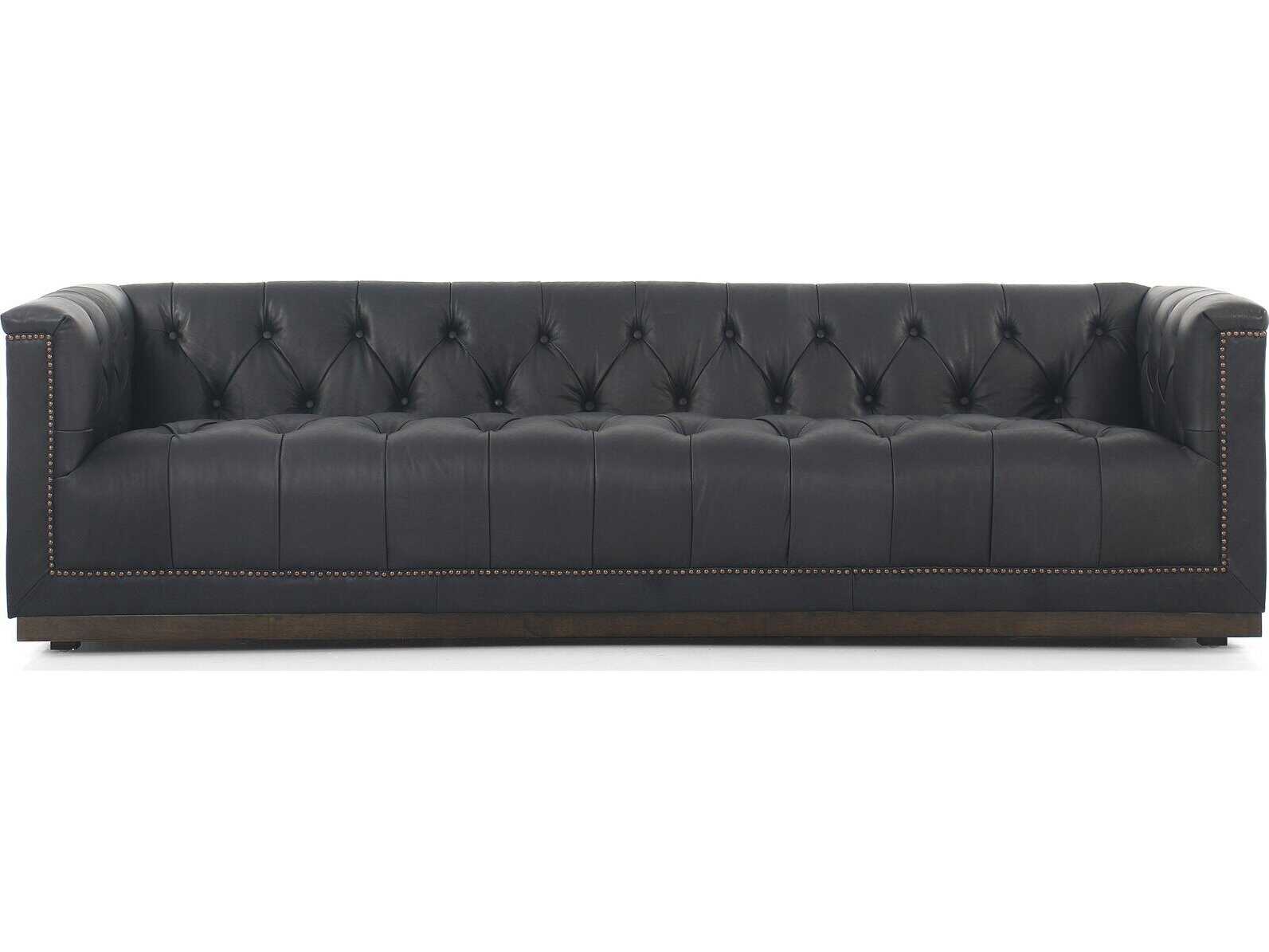 Four Hands Kensington Maxx Black Leather Sofa