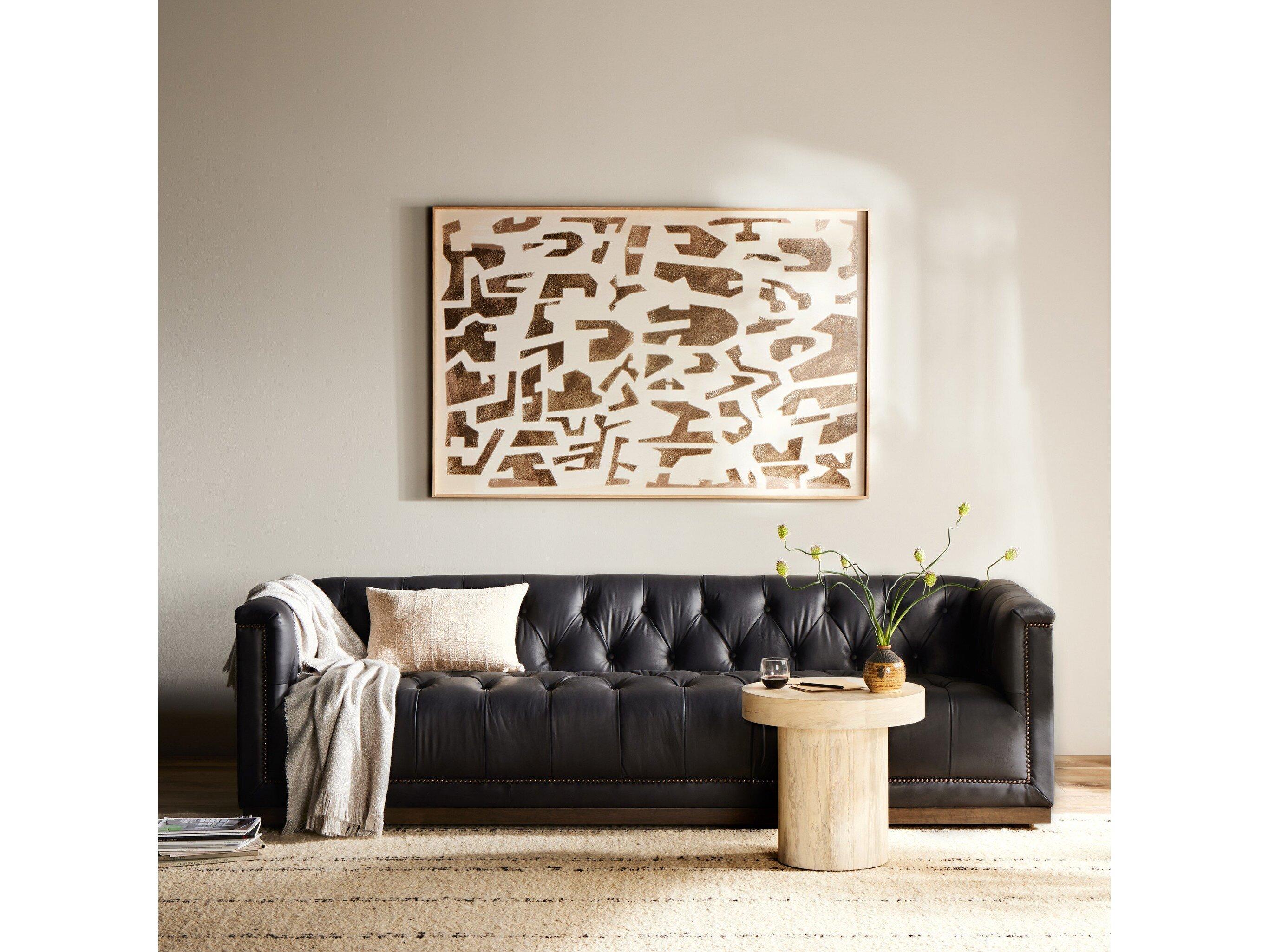 Four Hands Kensington Maxx Black Leather Sofa