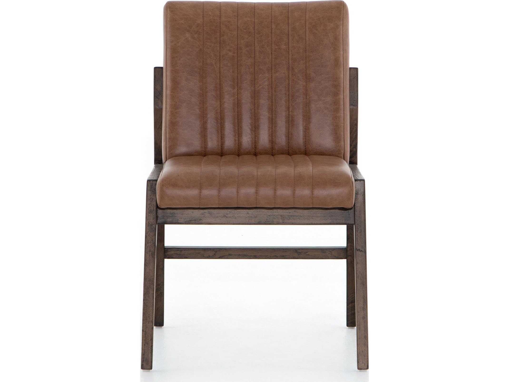Four Hands Westgate Alice Leather Beech Wood Brown Upholstered Side Dining Chair