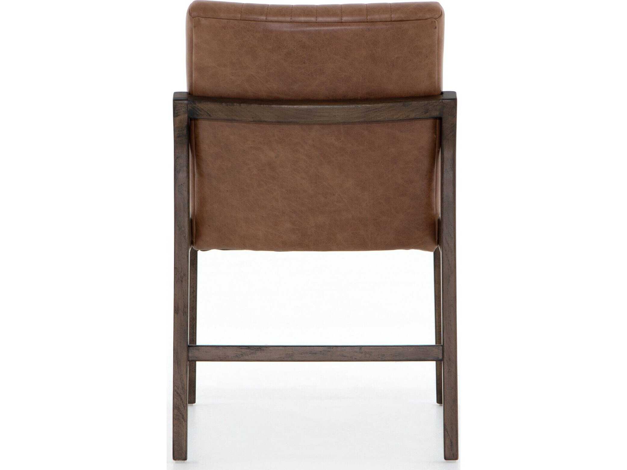 Four Hands Westgate Alice Leather Beech Wood Brown Upholstered Side Dining Chair