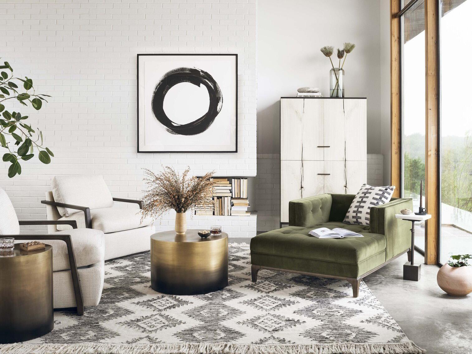 Four Hands Asher Cameron Round Metal Ombre Antique Brass End Table