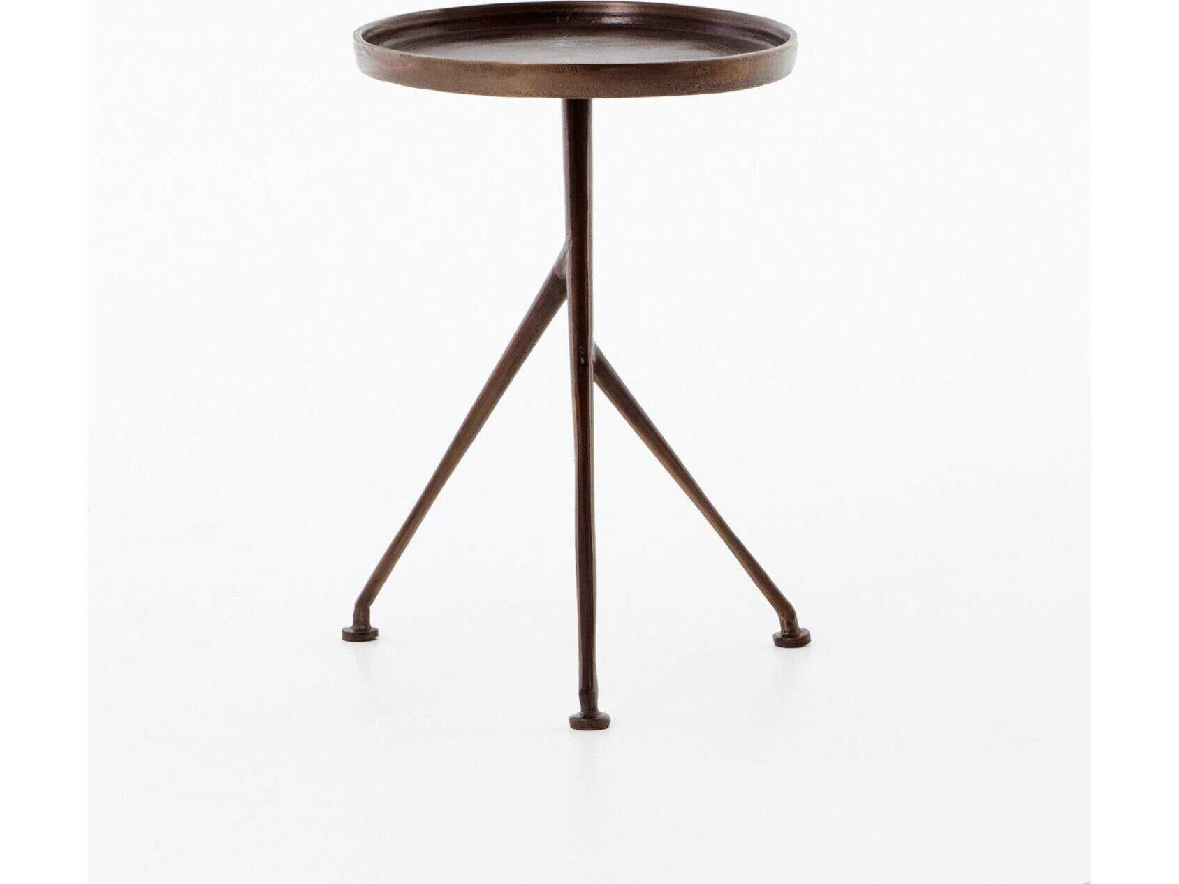 Four Hands Marlow Schmidt Round Metal Antique Rust End Table