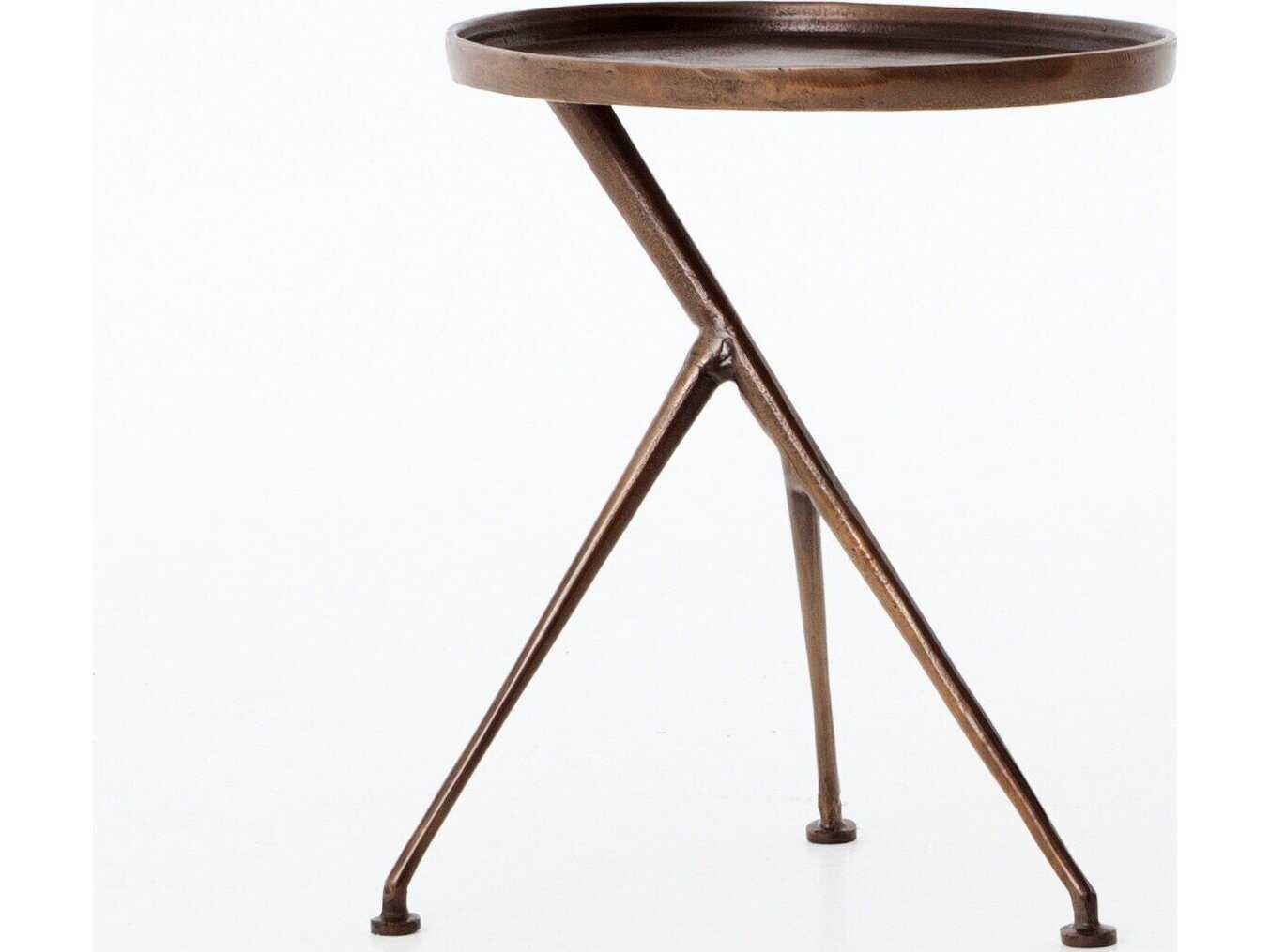 Four Hands Marlow Schmidt Round Metal Antique Rust End Table