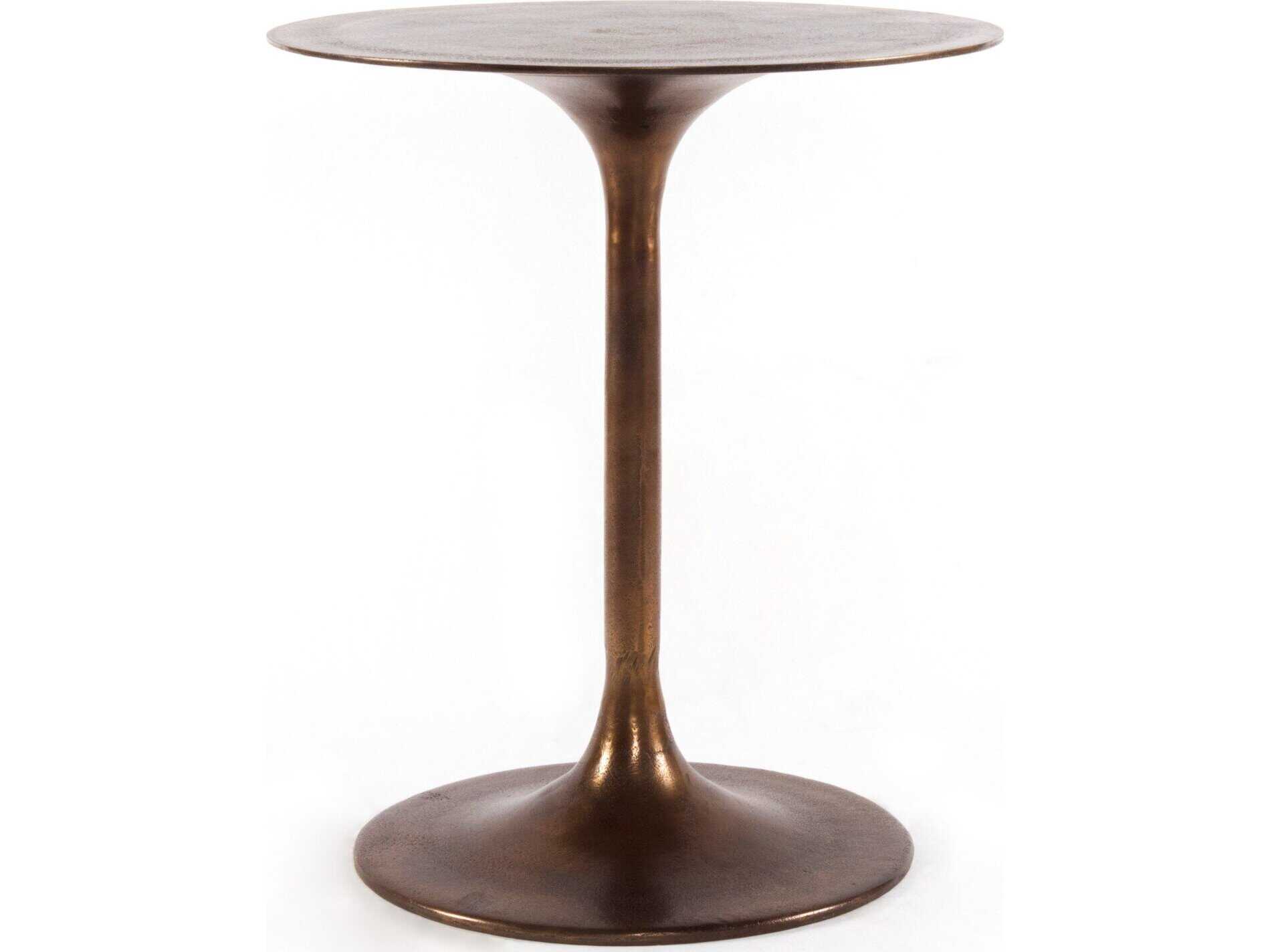 Four Hands Marlow Tulip Round Metal Antique Rust End Table