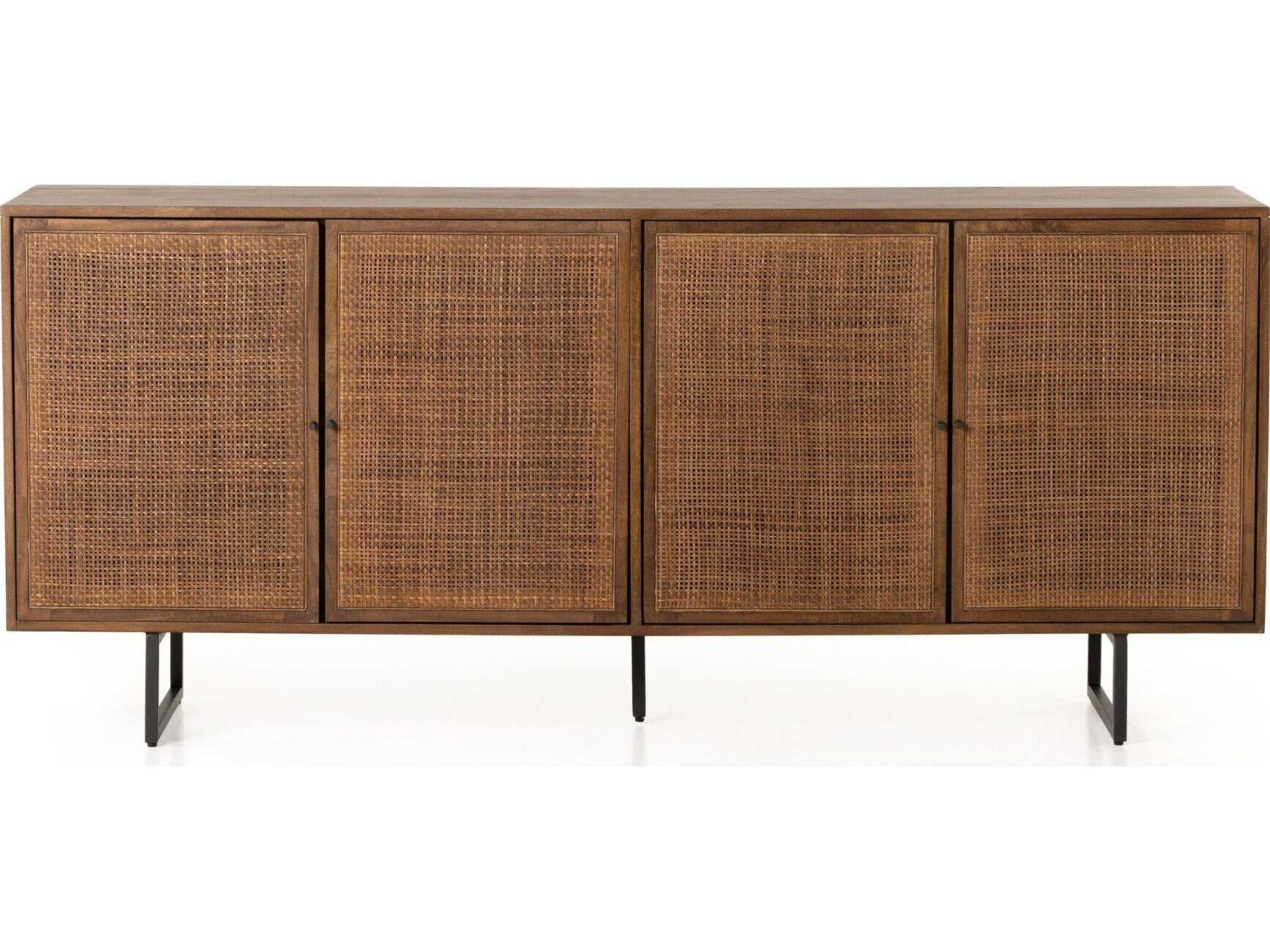 Four Hands Prescott Carmel 72" Mango Wood Brown Wash Cane Sideboard