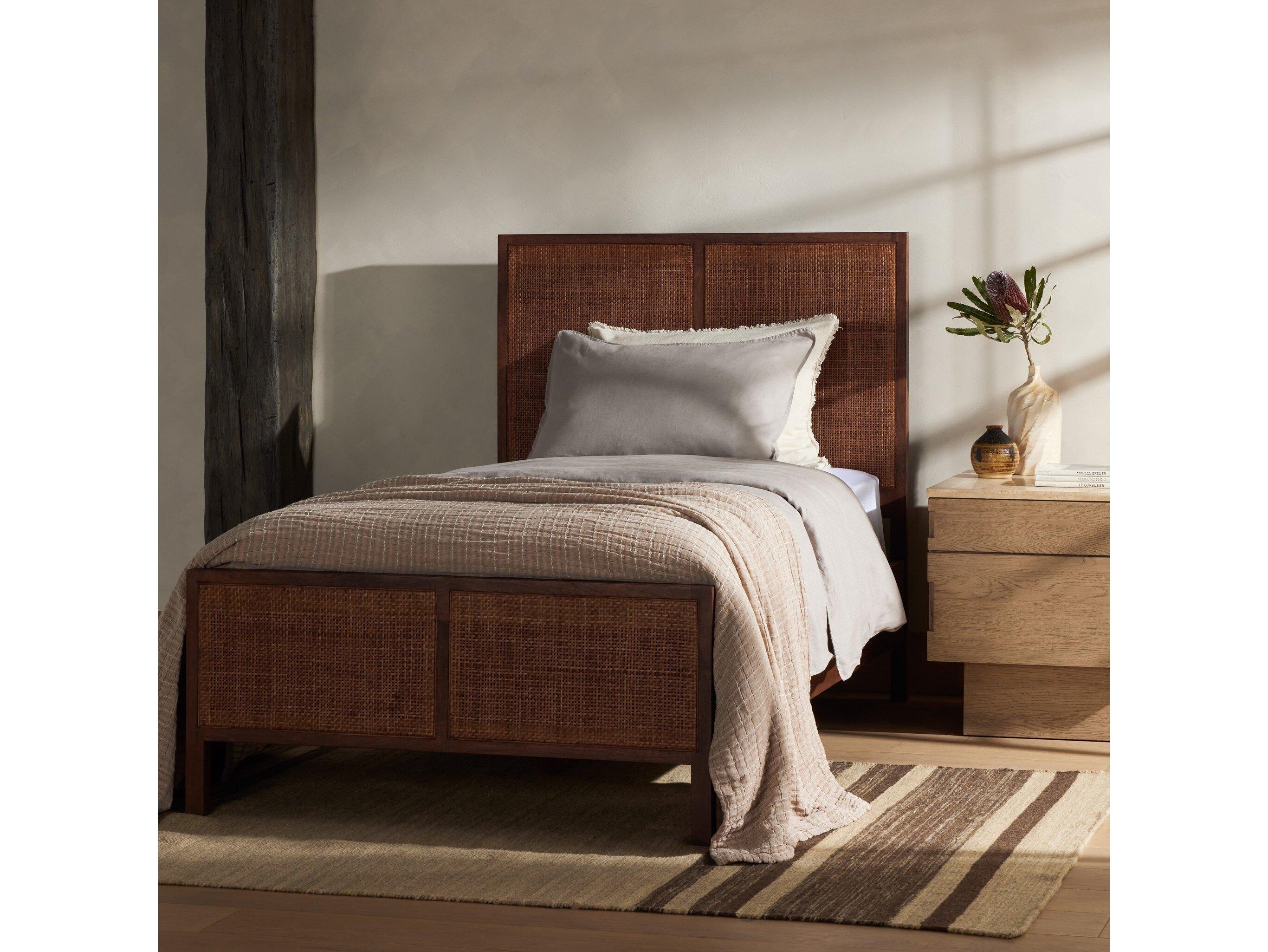 Four Hands Prescott Sydney Brown Wash Cane Mango Wood Twin Platform Bed