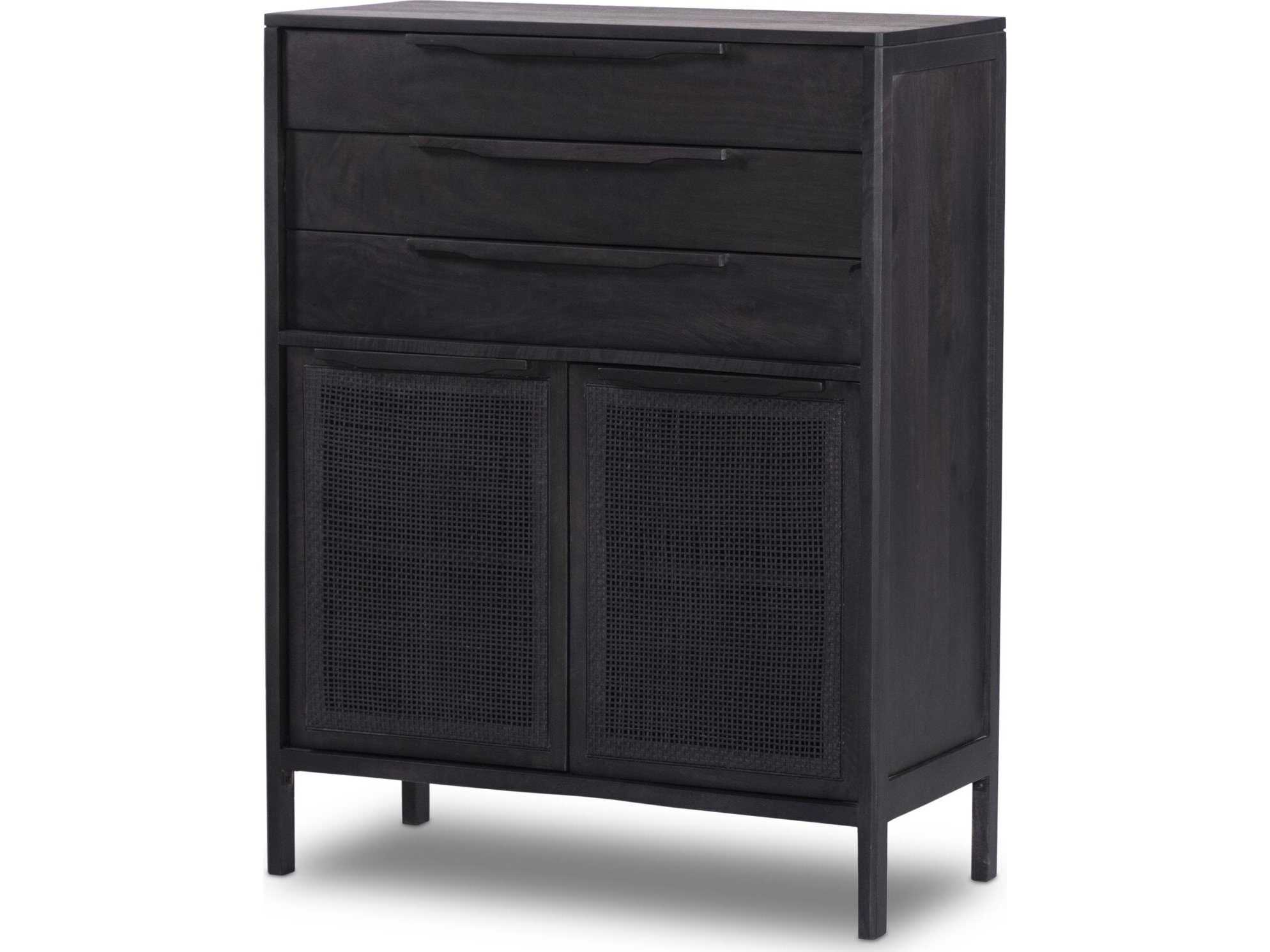 Four Hands Prescott Sydney Black Wash Mango Wood Tall Dresser
