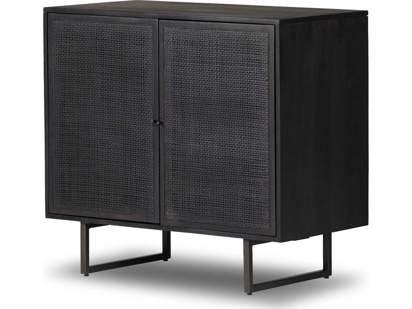 Four Hands Prescott Carmel Black Wash Mango Wood Small Cabinet