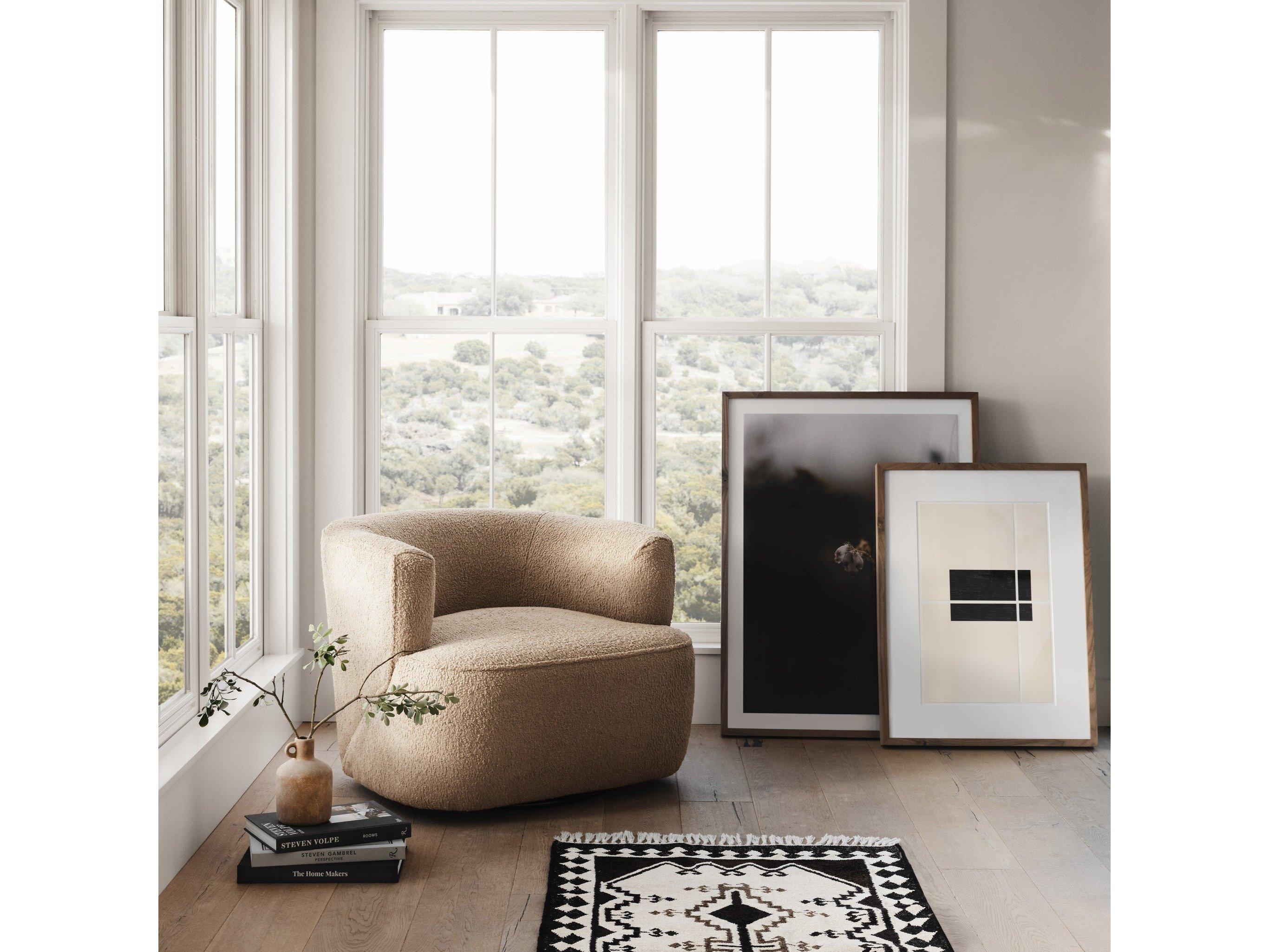 Four Hands Atelier Mila Sheepskin Camel  Swivel Chair