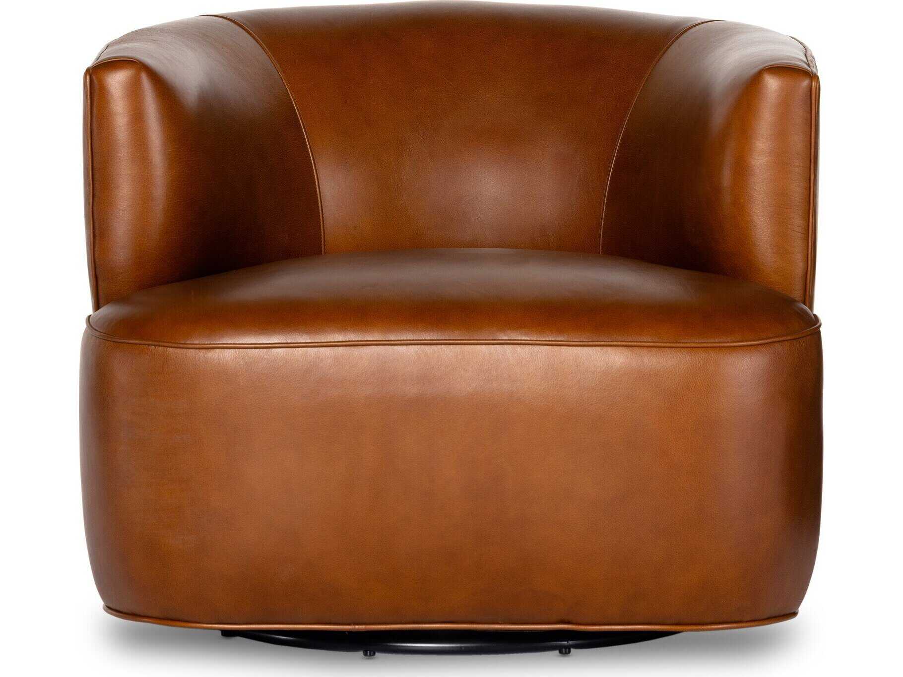 Four Hands Highland Mila Riviera Cognac Leather Swivel Chair