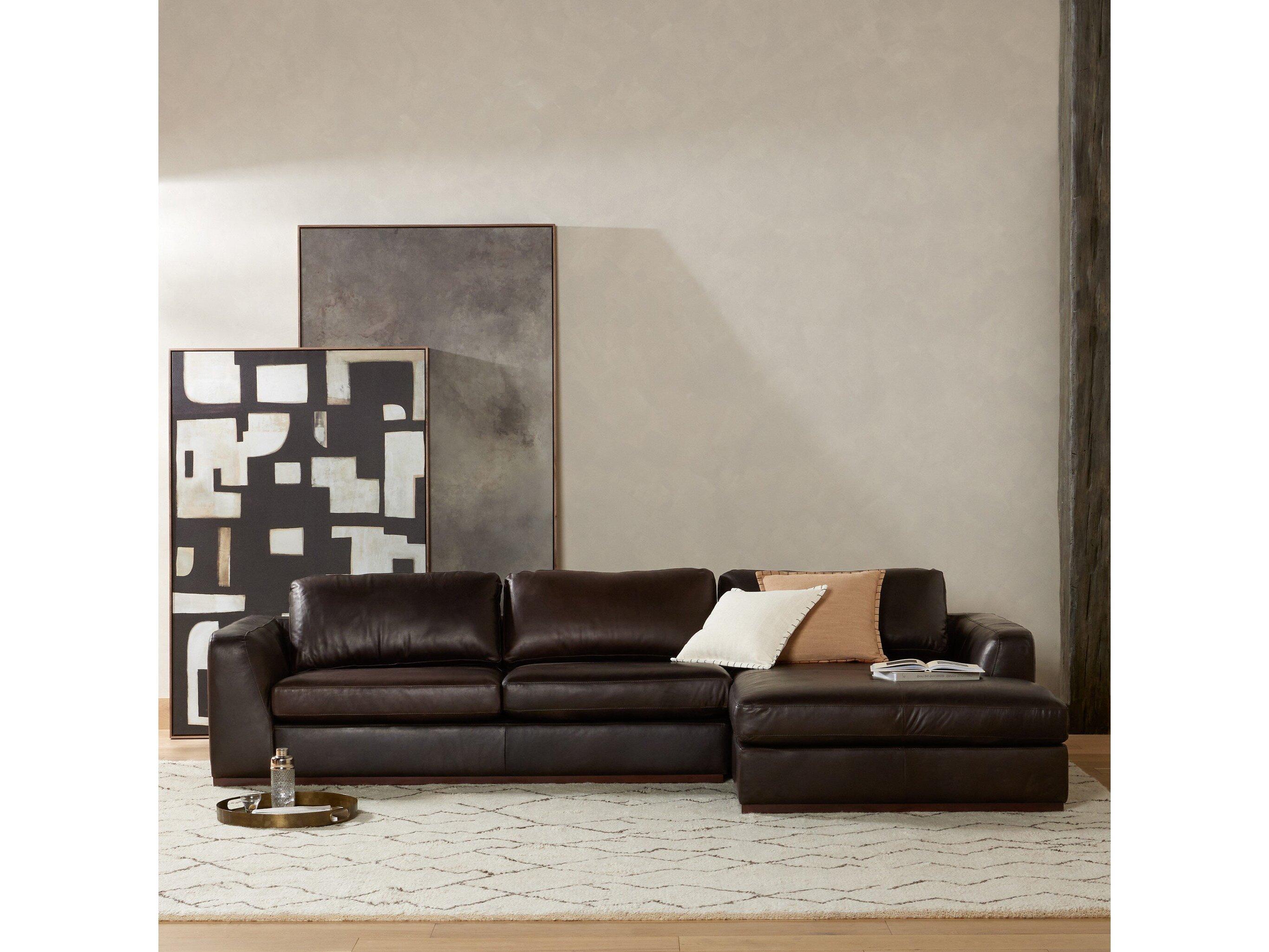 Four Hands Centrale Brown Leather Sectional Sofa
