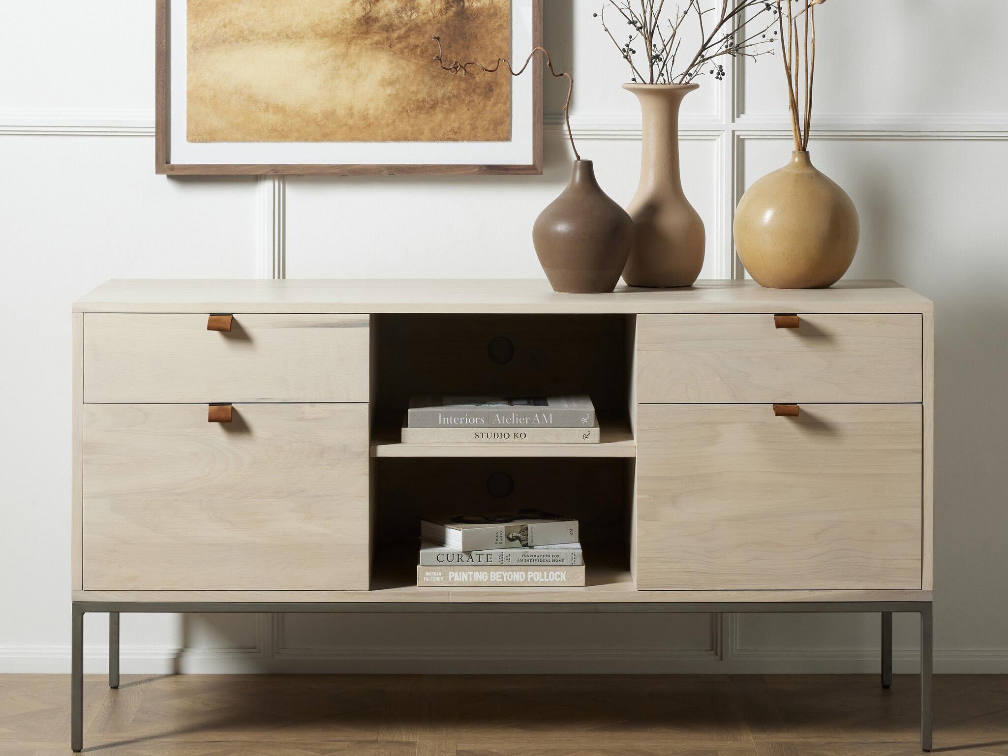 Four Hands Fulton Trey Dove Poplar  Modular Filing Credenza