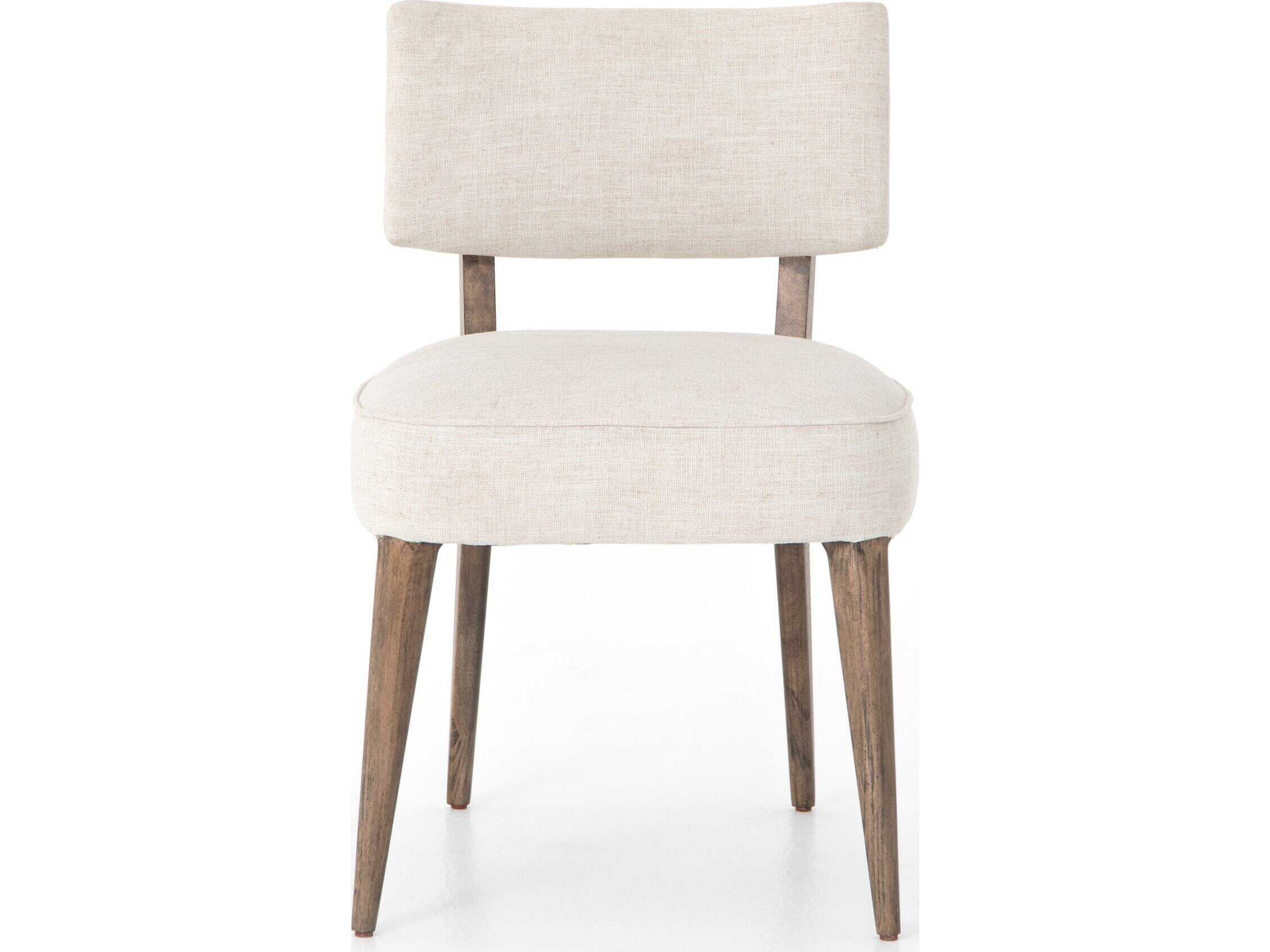 Four Hands Berman Orville Parrawood Beige Upholstered Side Dining Chair
