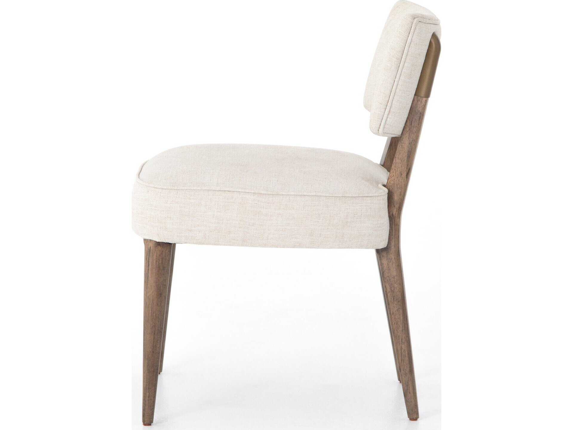 Four Hands Berman Orville Parrawood Beige Upholstered Side Dining Chair