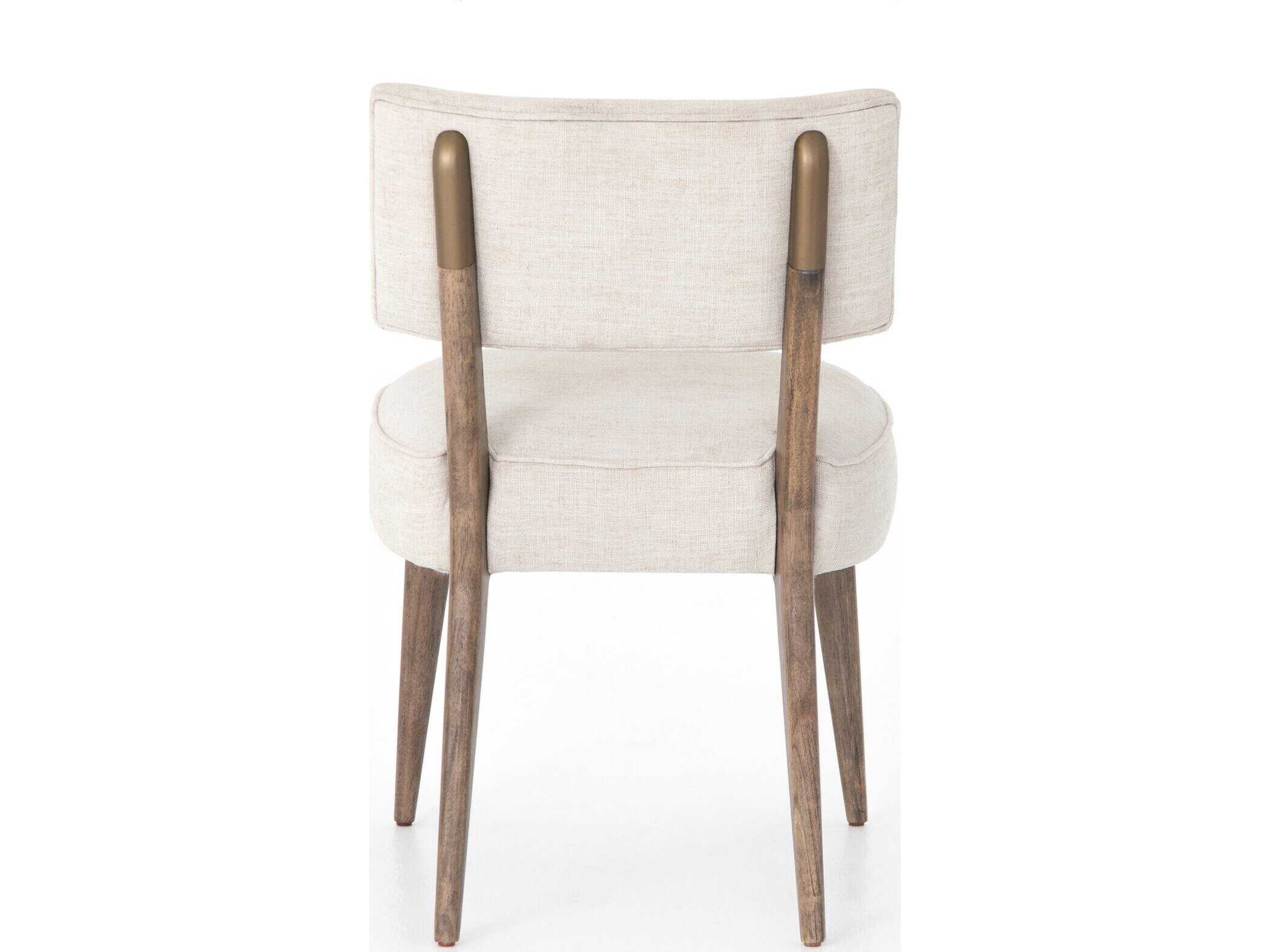 Four Hands Berman Orville Parrawood Beige Upholstered Side Dining Chair