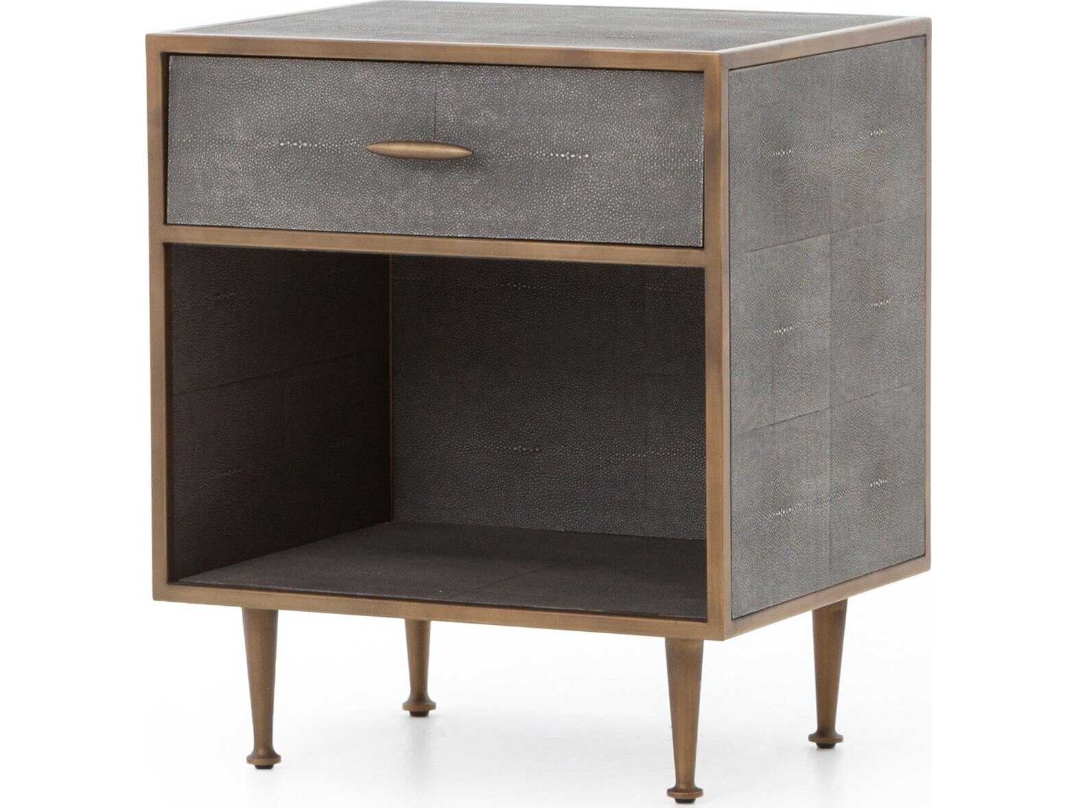 Four Hands Bentley Shagreen 1-Drawer Gray Nightstand