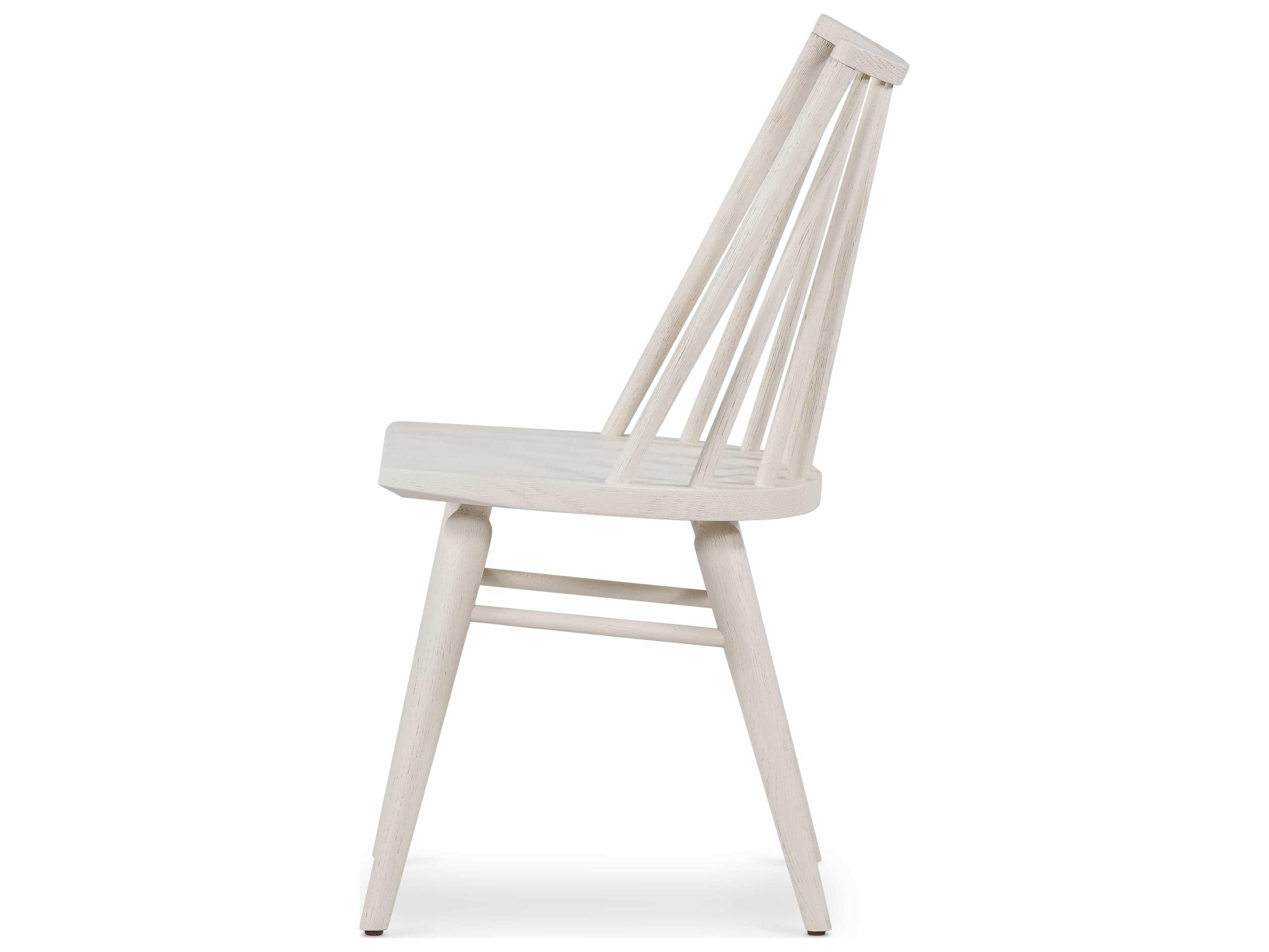 Four Hands Belfast Lewis Windsor Oak Wood White Side Dining Chair