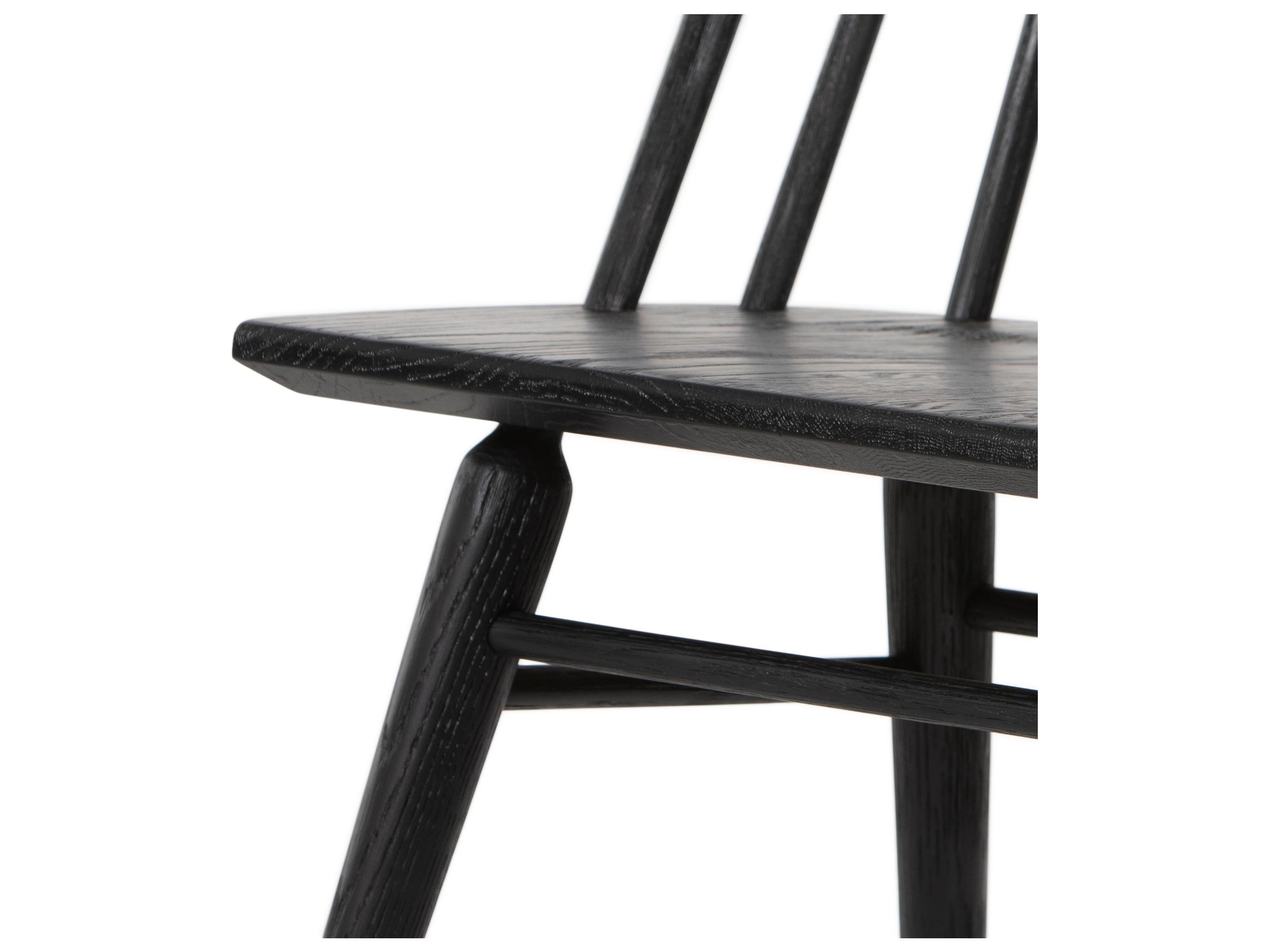Four Hands Belfast Lewis Windsor Oak Wood Black Side Dining Chair