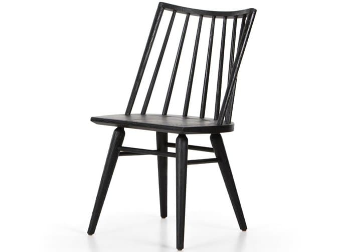 Four Hands Belfast Lewis Windsor Oak Wood Black Side Dining Chair