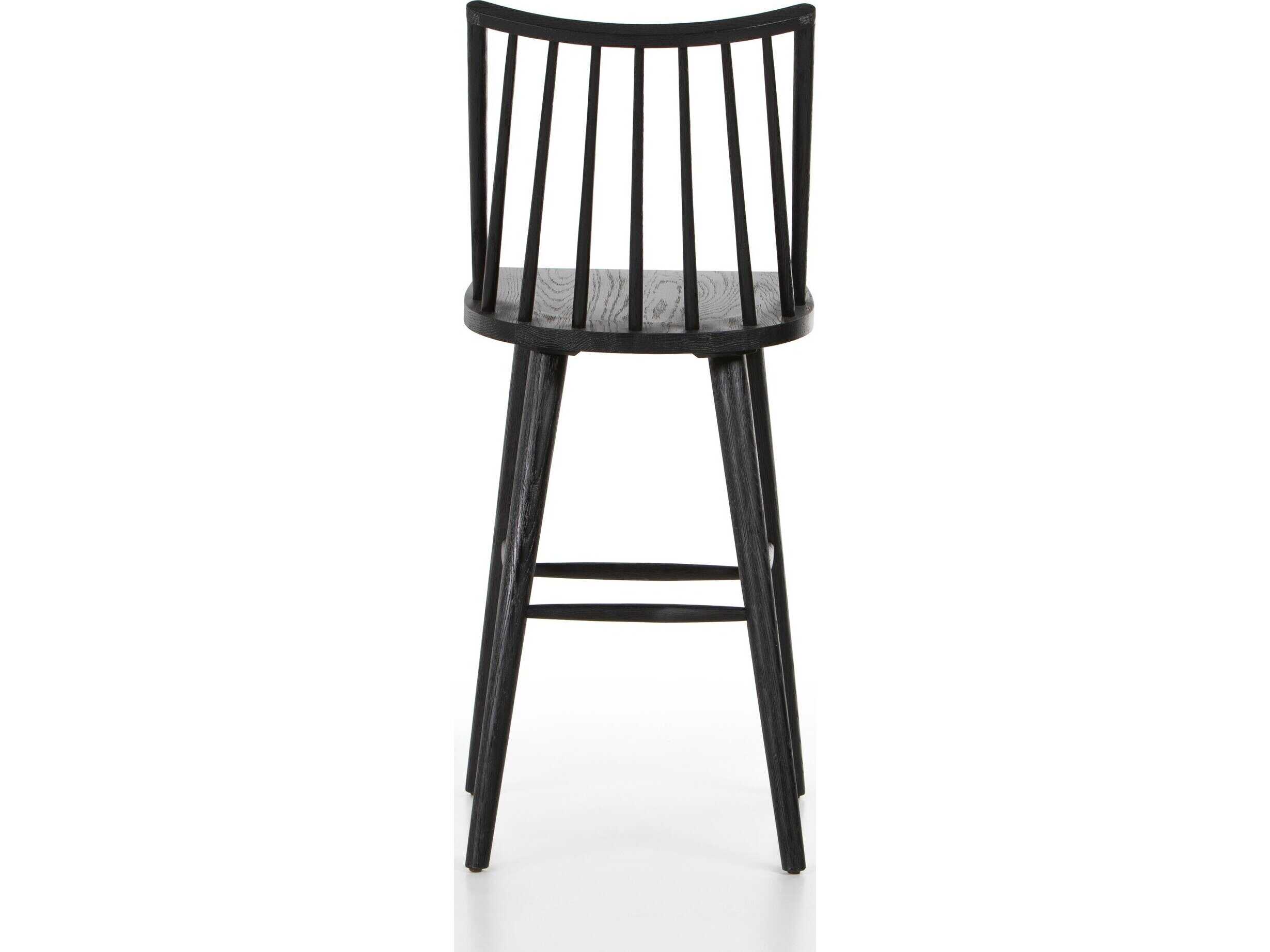Four Hands Wallis Lewis Black Oak  Wood Windsor Bar Stool
