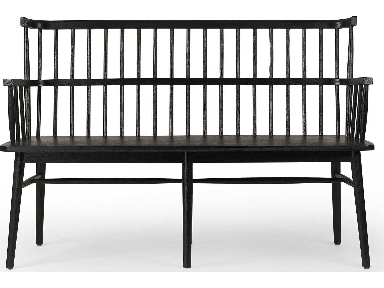 Four Hands Keston Aspen Matte Black  Bench