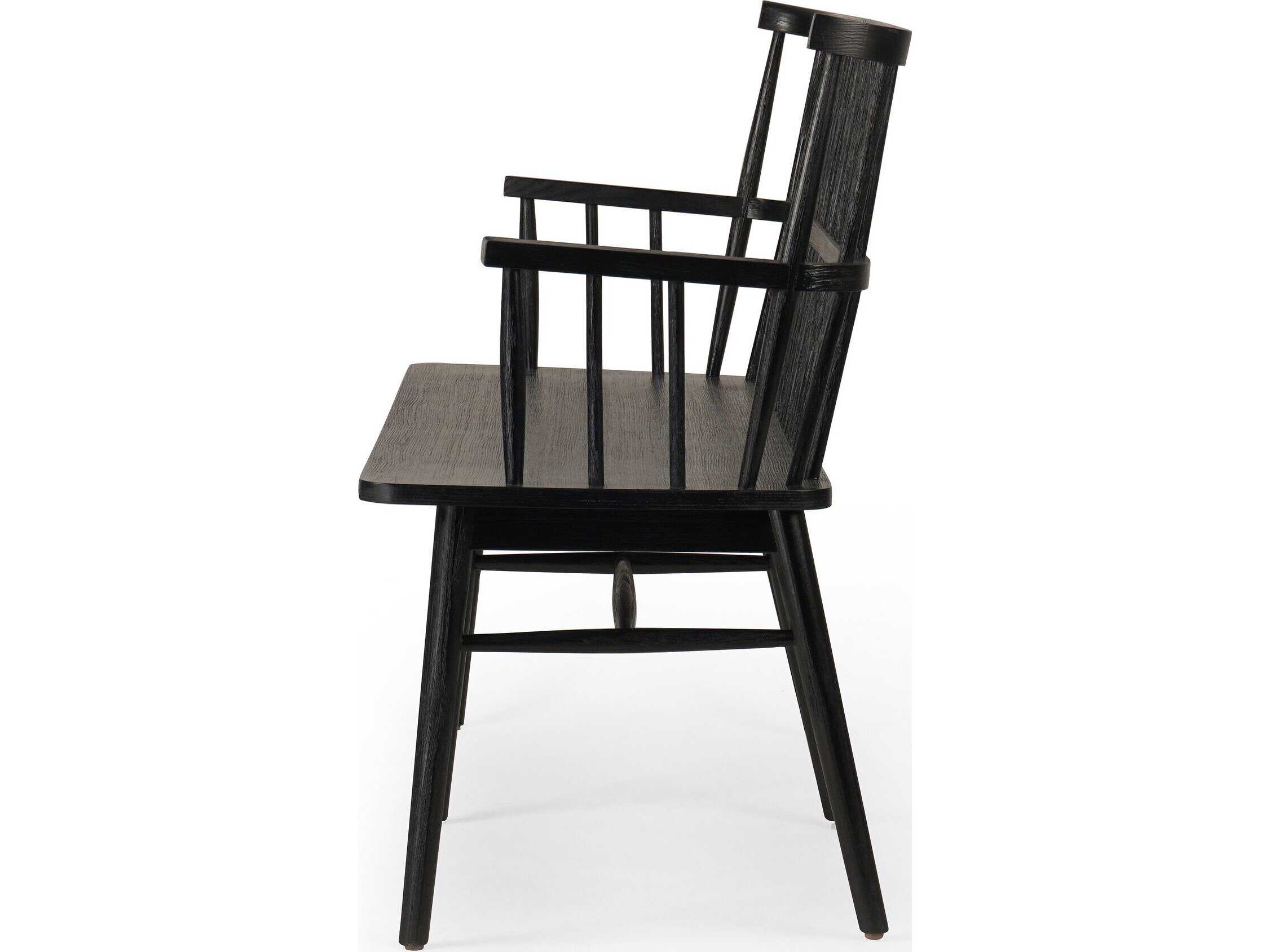 Four Hands Keston Aspen Matte Black  Bench