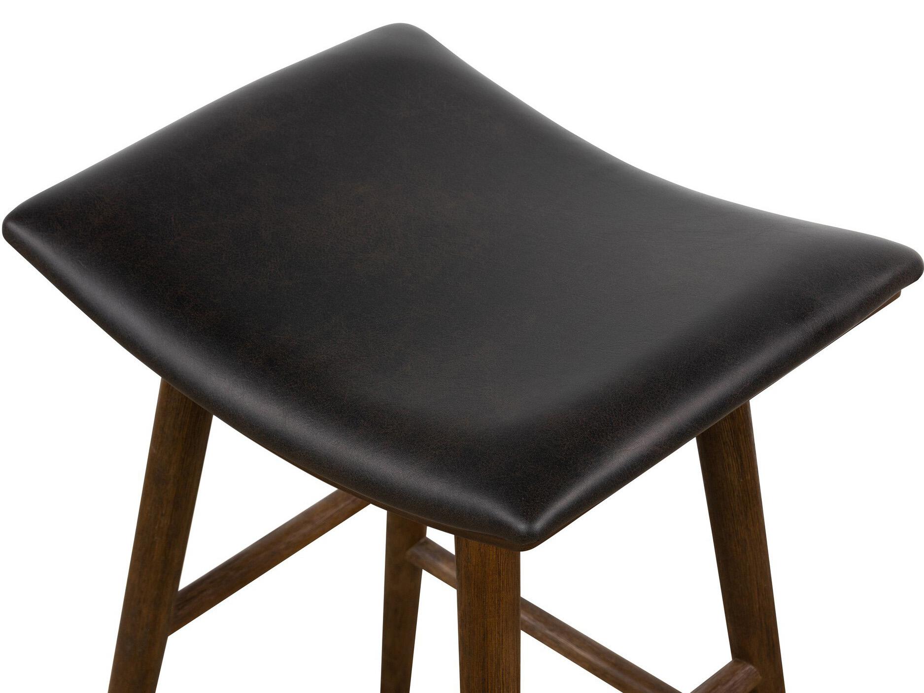 Four Hands Belfast Union Saddle Ash Wood Warm Distressed Black Counter Stool