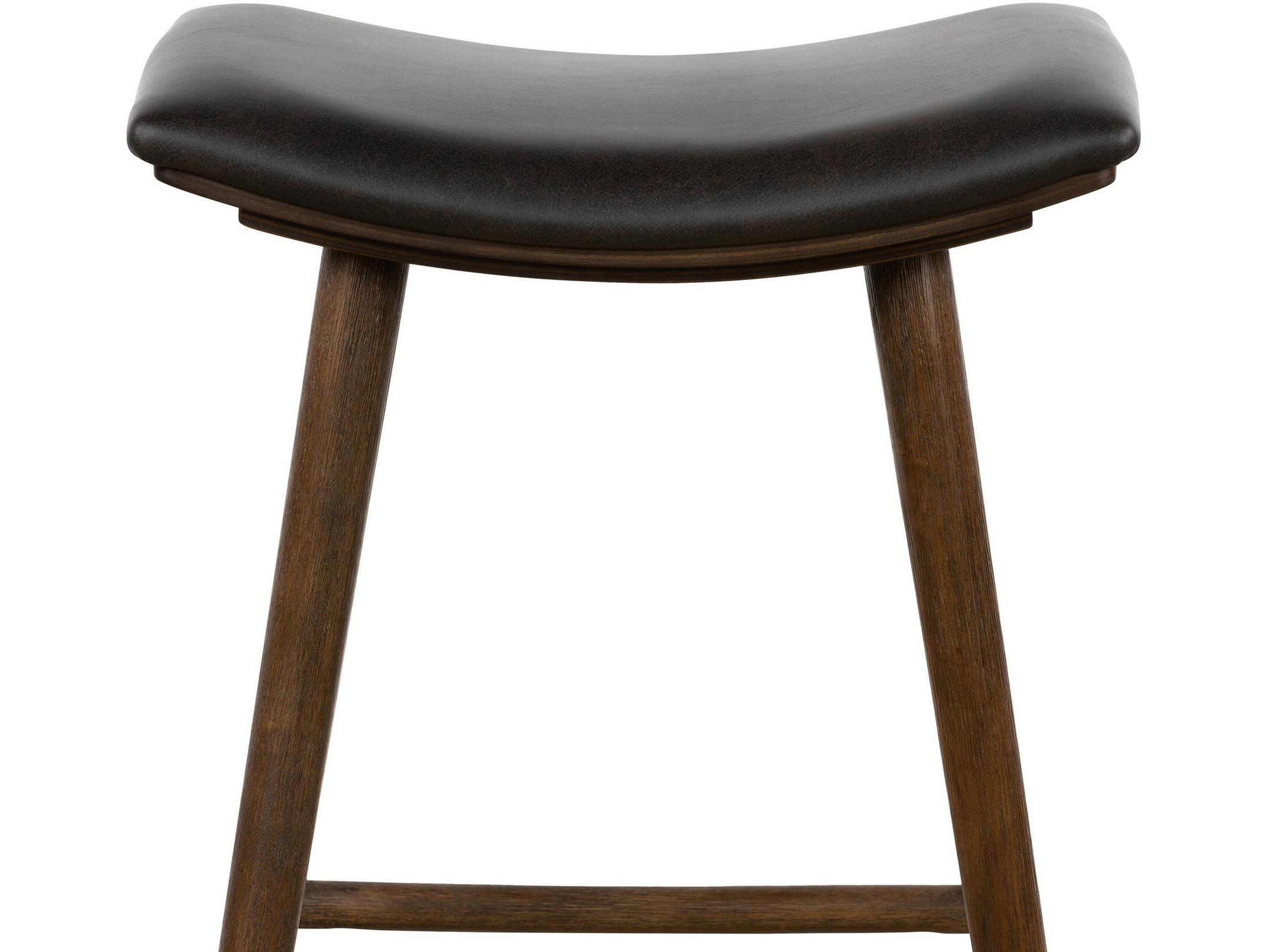 Four Hands Belfast Union Saddle Ash Wood Warm Distressed Black Counter Stool